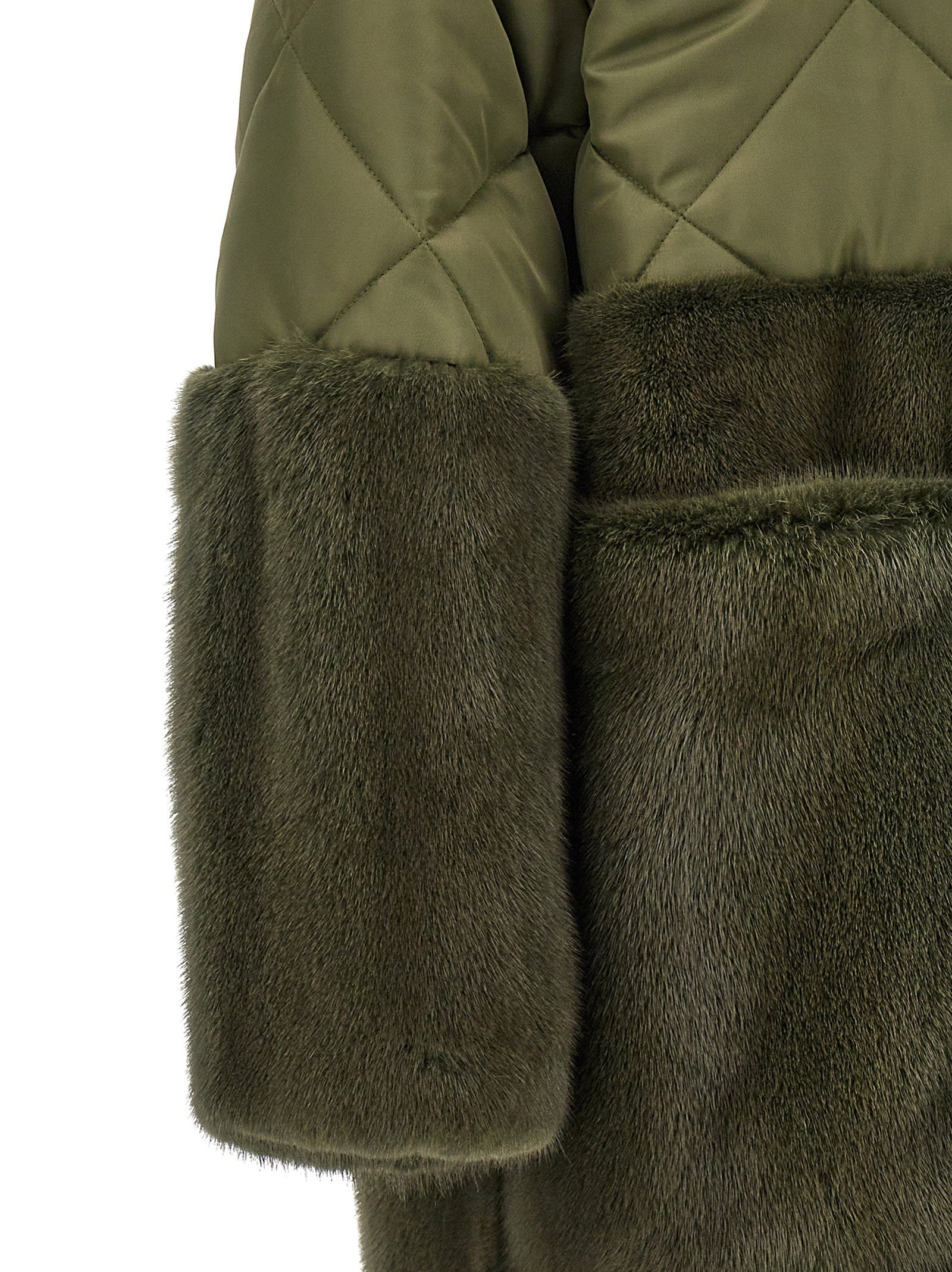 Blancha Nylon Diamond-visone Long Down Jacket