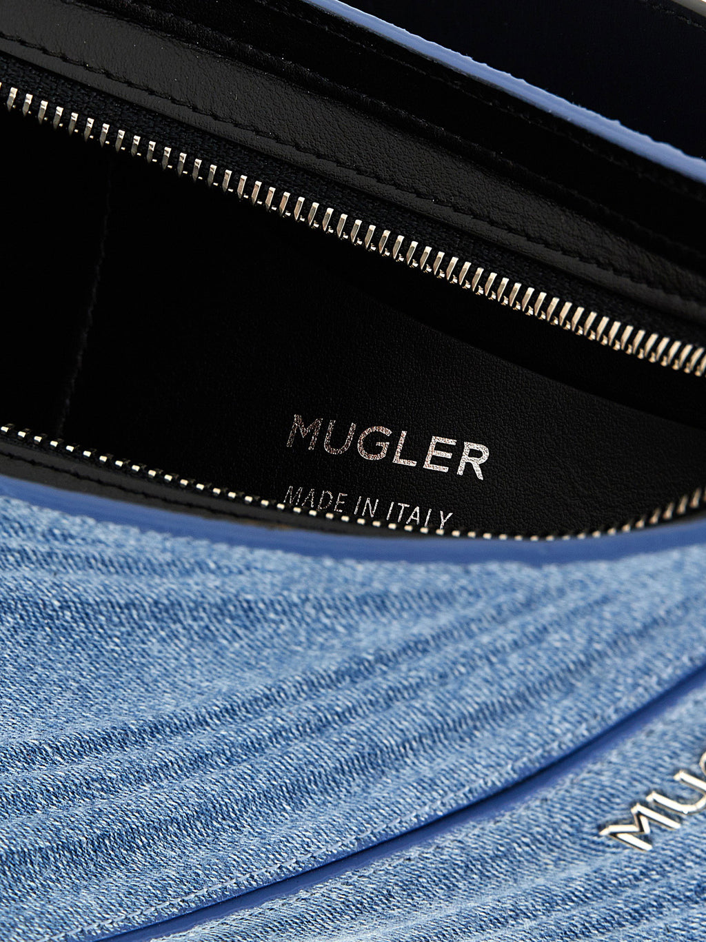 Mugler Medium Denim Spiral Curve 01 Shoulder Bag