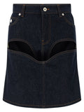 Jean Paul Gaultier Denim Mini Skirt With Cuts And Turn Up Skirt