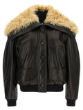 The Attico Shearling Neck Bomber Jacket