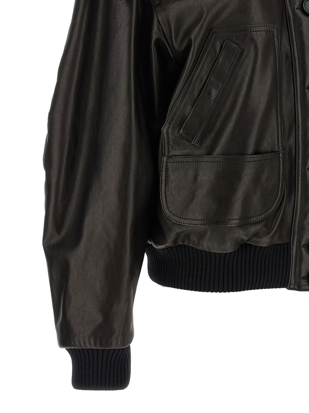 The Attico Shearling Neck Bomber Jacket