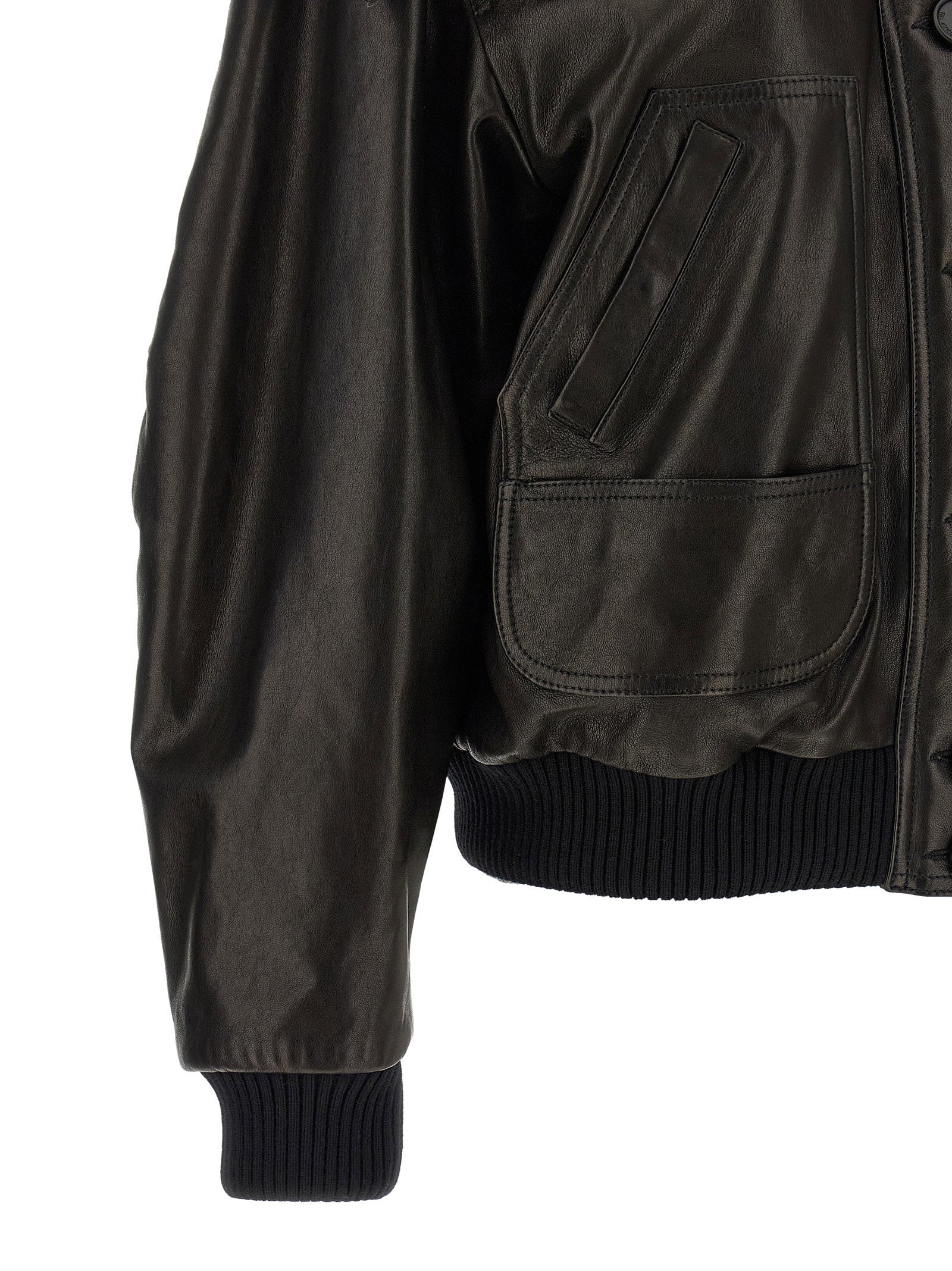 The Attico Shearling Neck Bomber Jacket