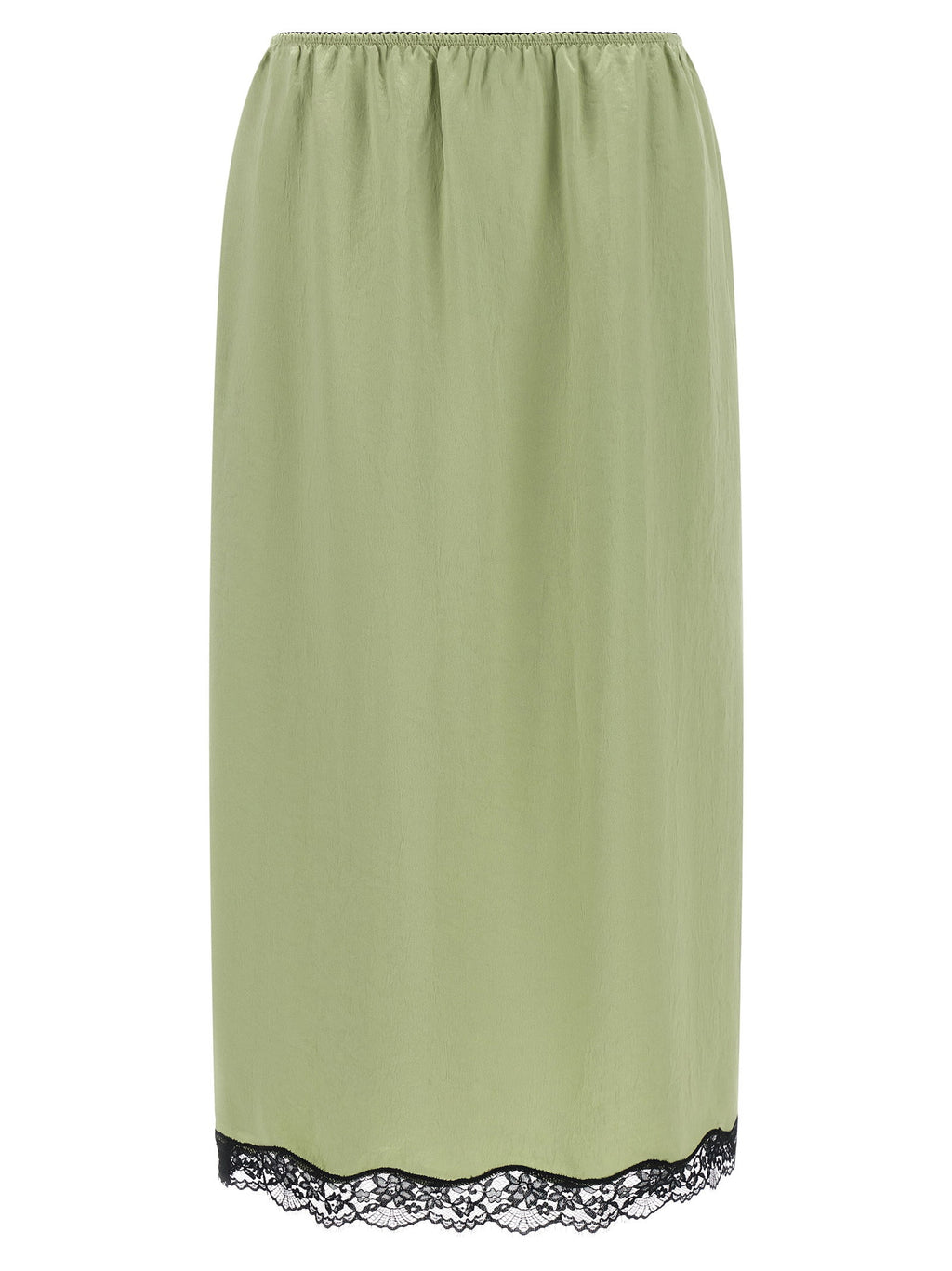 Twin Set Satin Froissé And Lace Skirt
