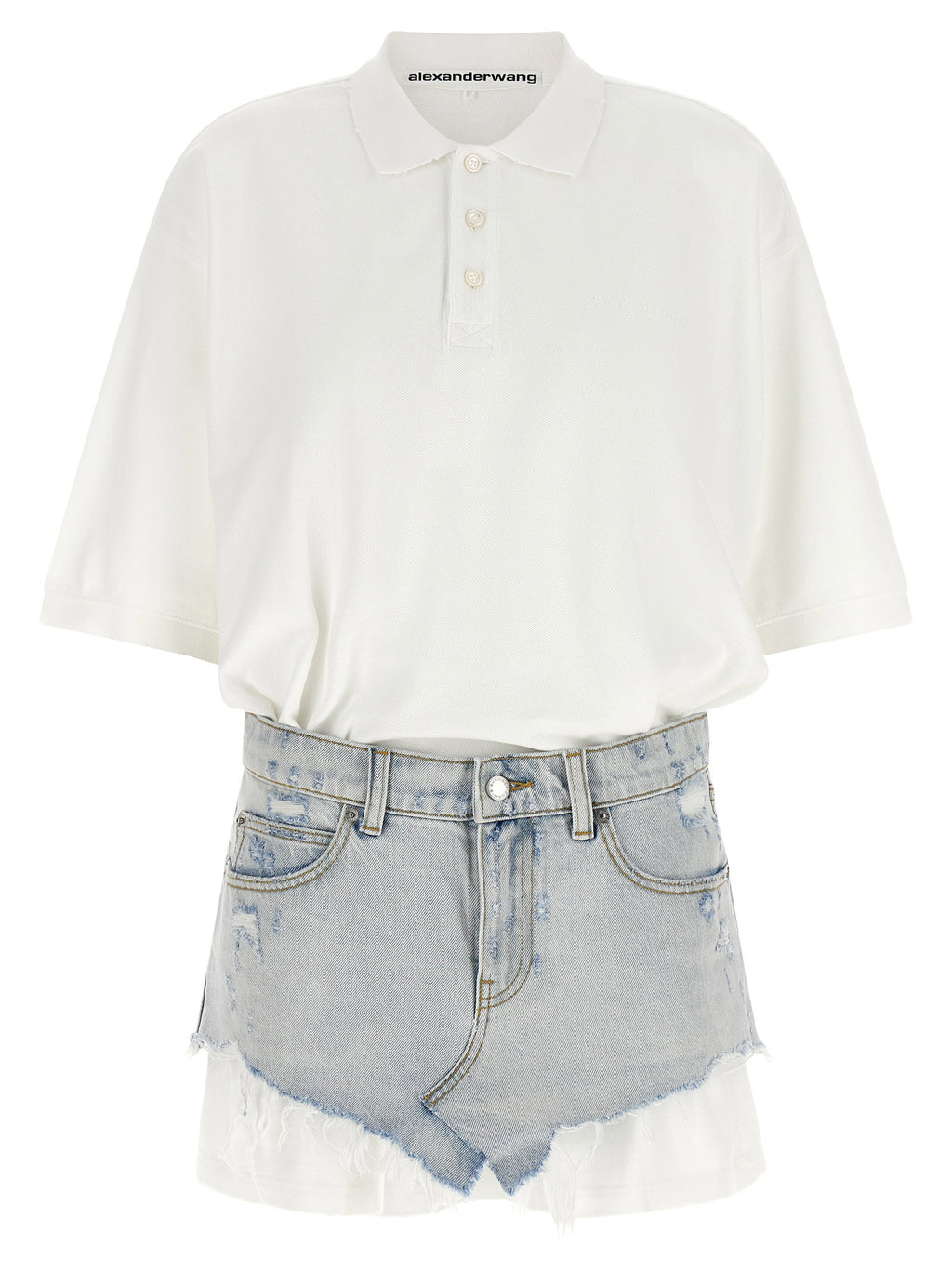 Alexander Wang Denim Skirt Polo Dress