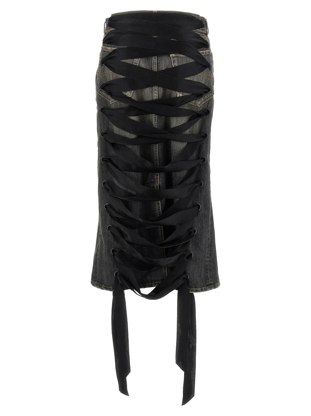 Balenciaga Lace Up Denim Skirt