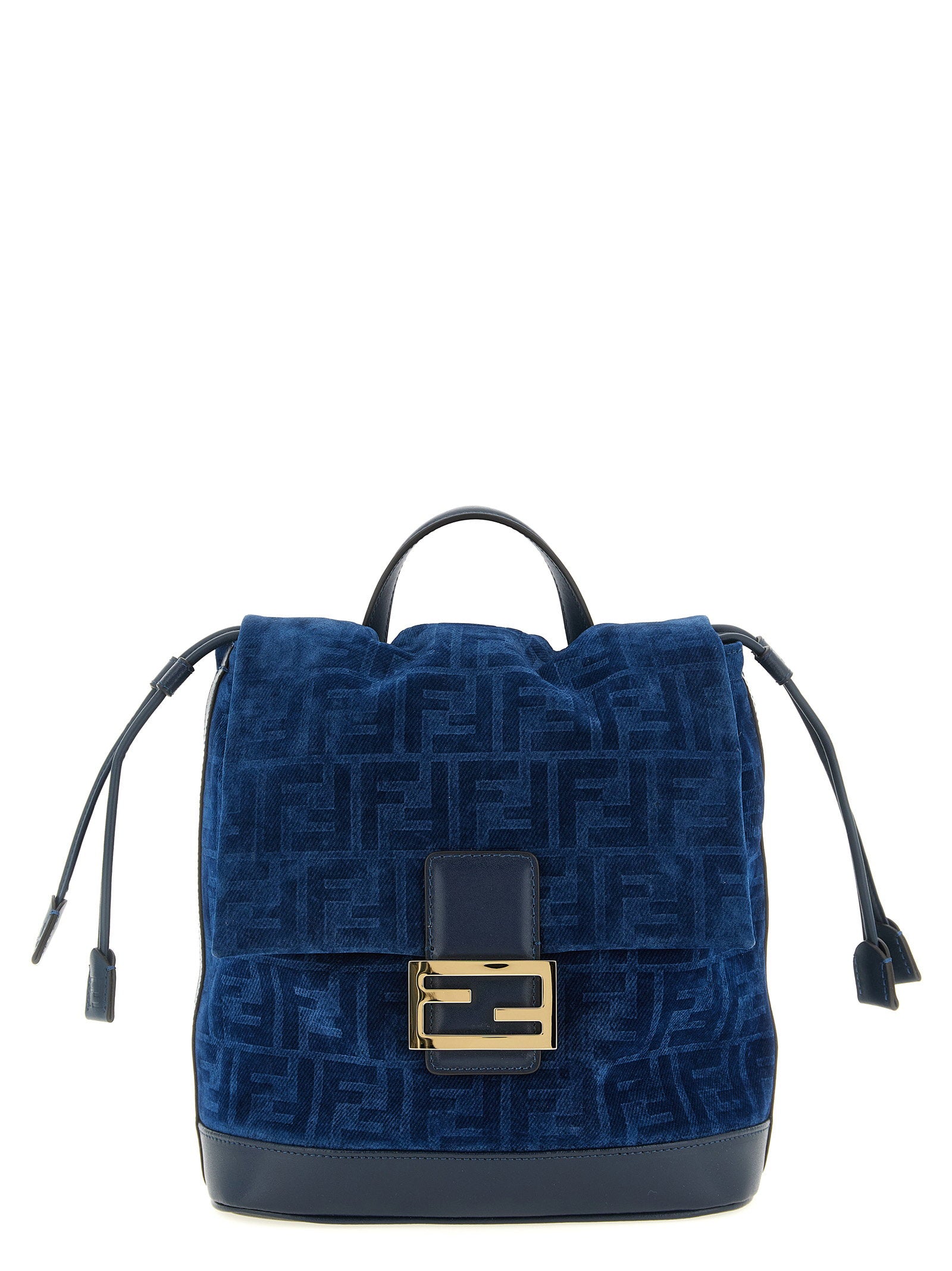 Fendi Ff Flocked Denim Backpack