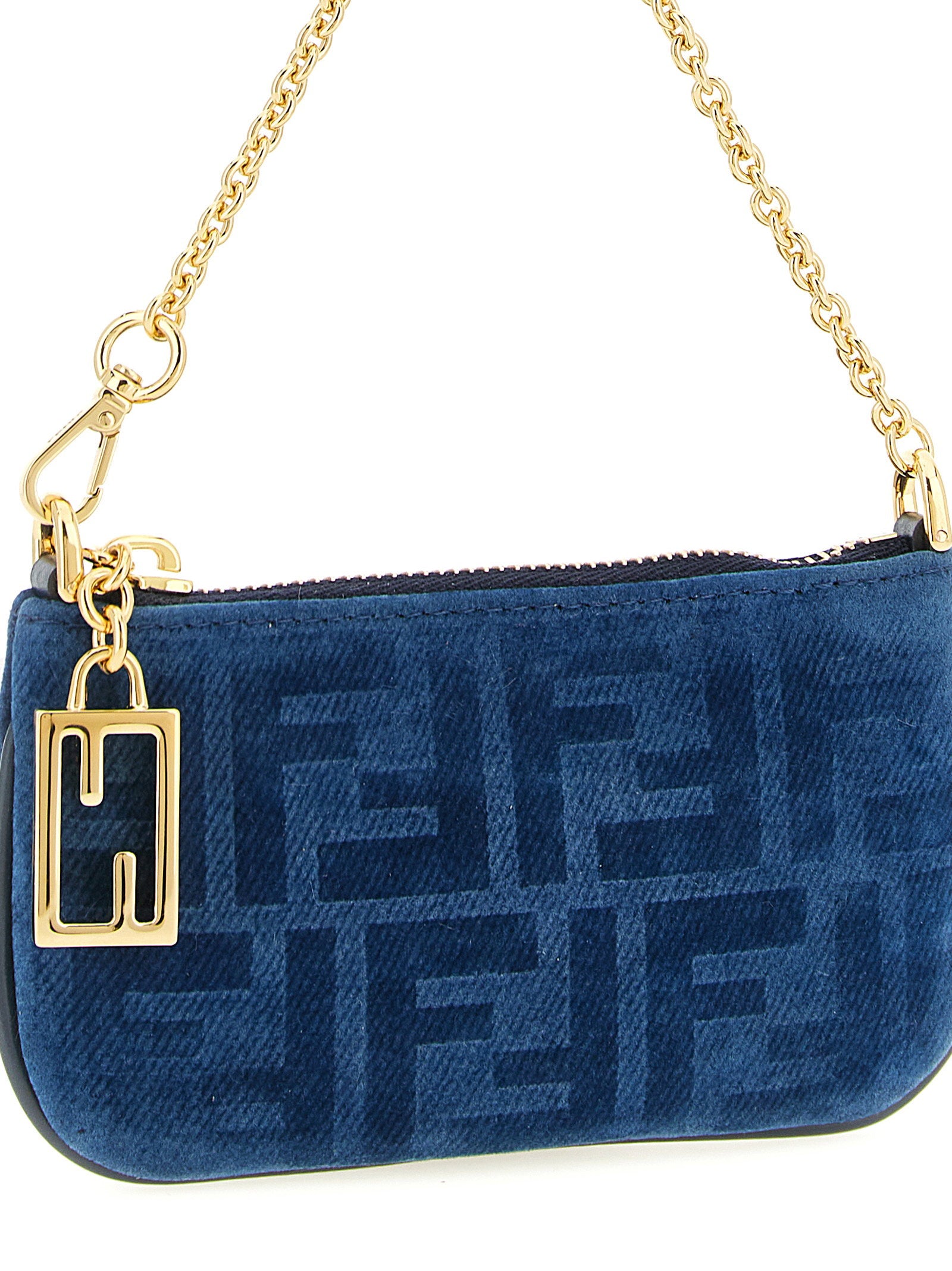 Fendi Ff Mini Denim Pouch