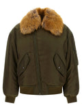 Saint Laurent Removable Shearling Neck Bomber Jacket