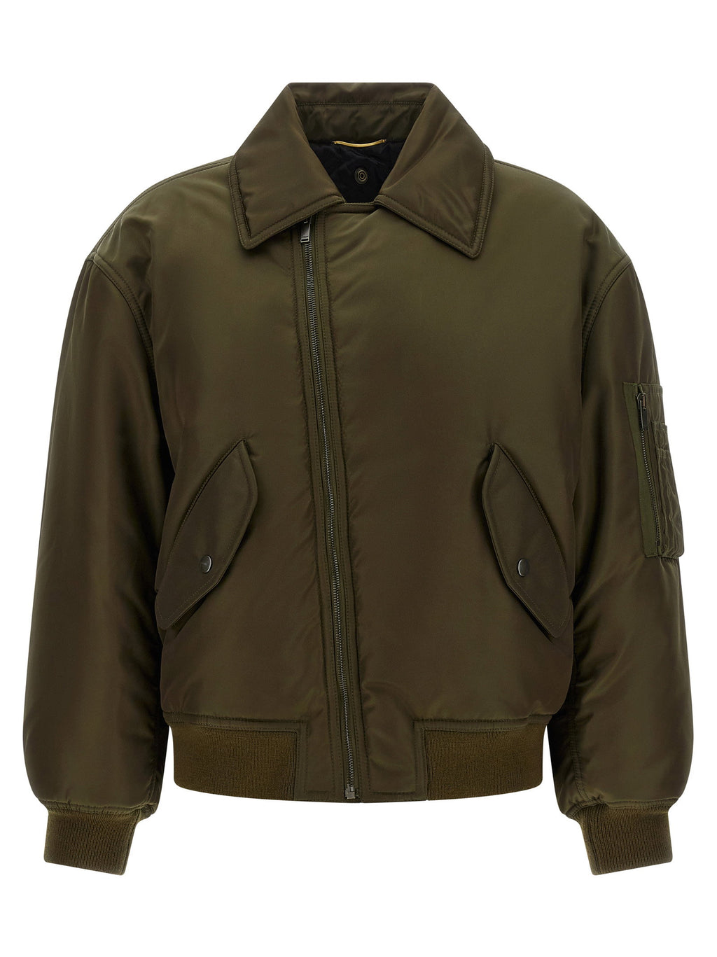Saint Laurent Removable Shearling Neck Bomber Jacket