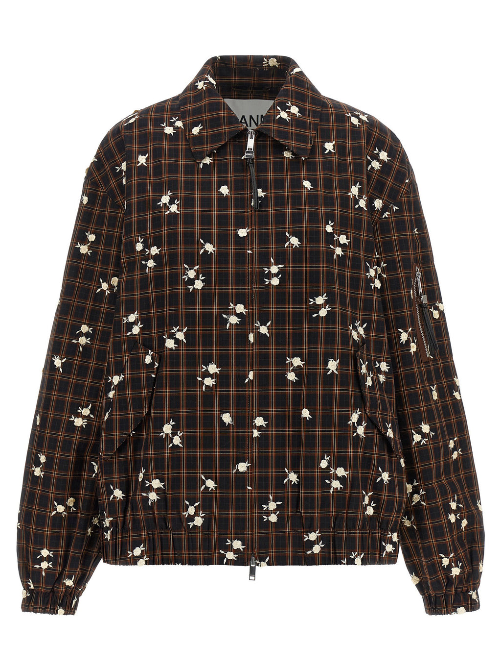 Ganni Check Flower Bomber Jacket