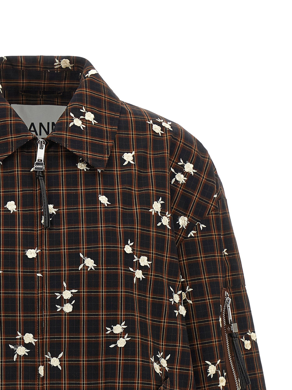 Ganni Check Flower Bomber Jacket