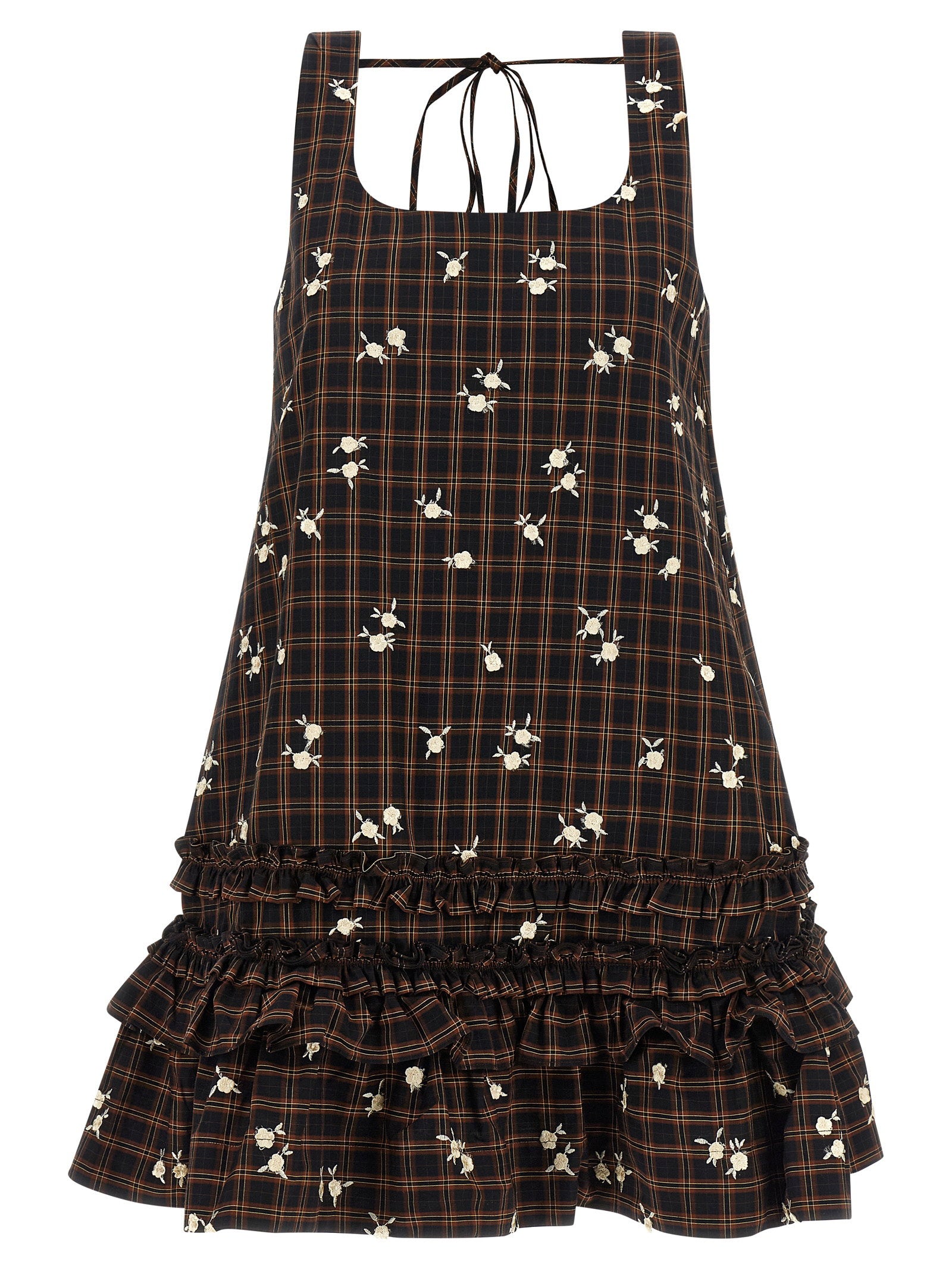 Ganni Check Flower Dress