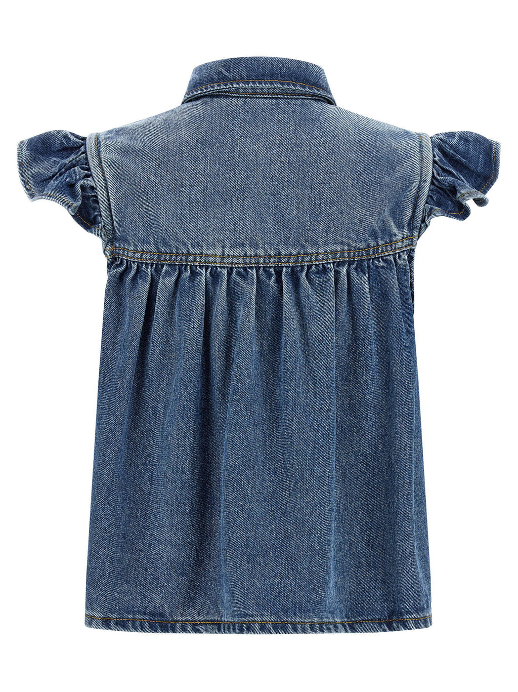 Ganni Denim Ruffle Top