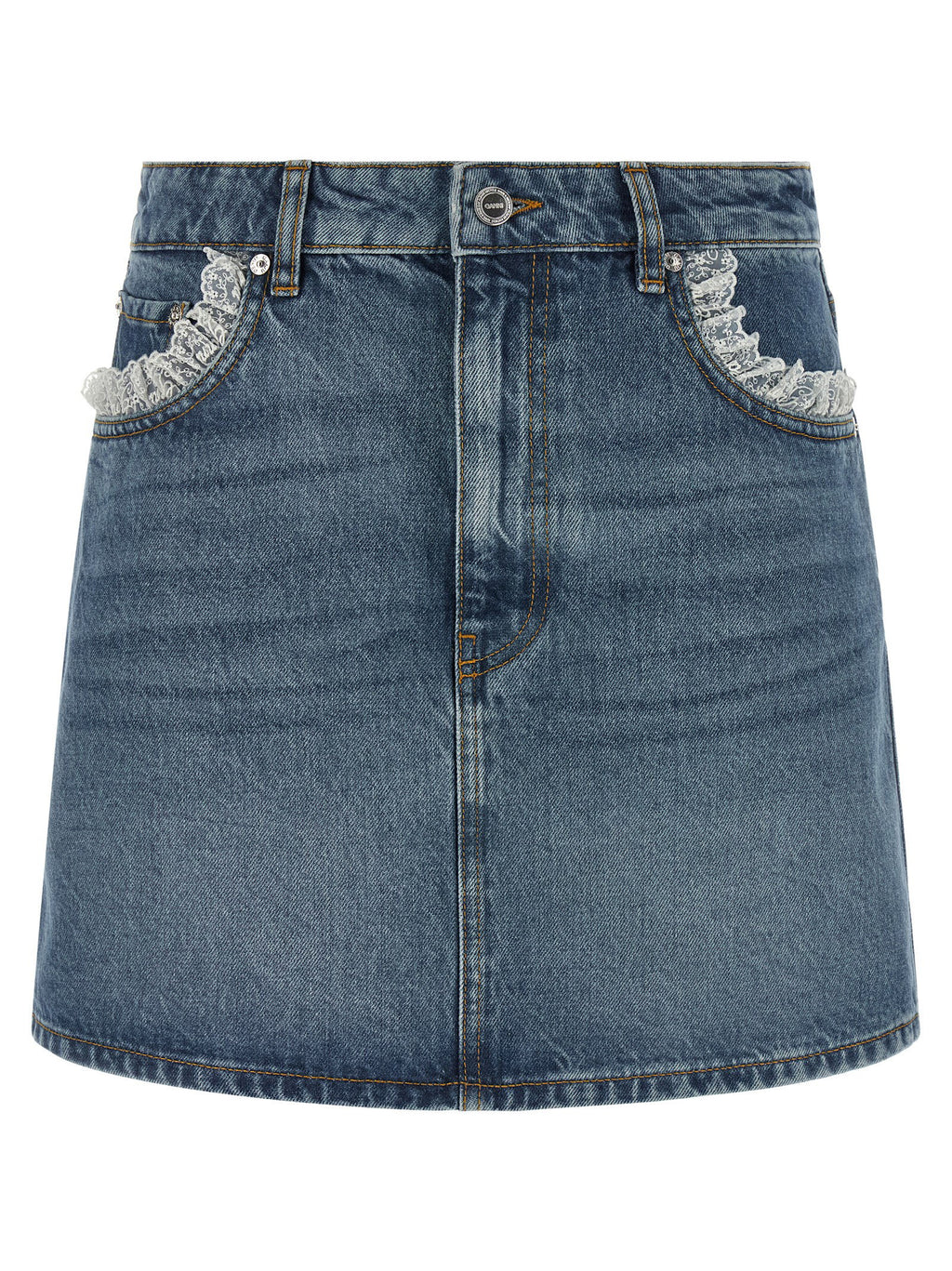 Ganni Denim And Lace Skirt