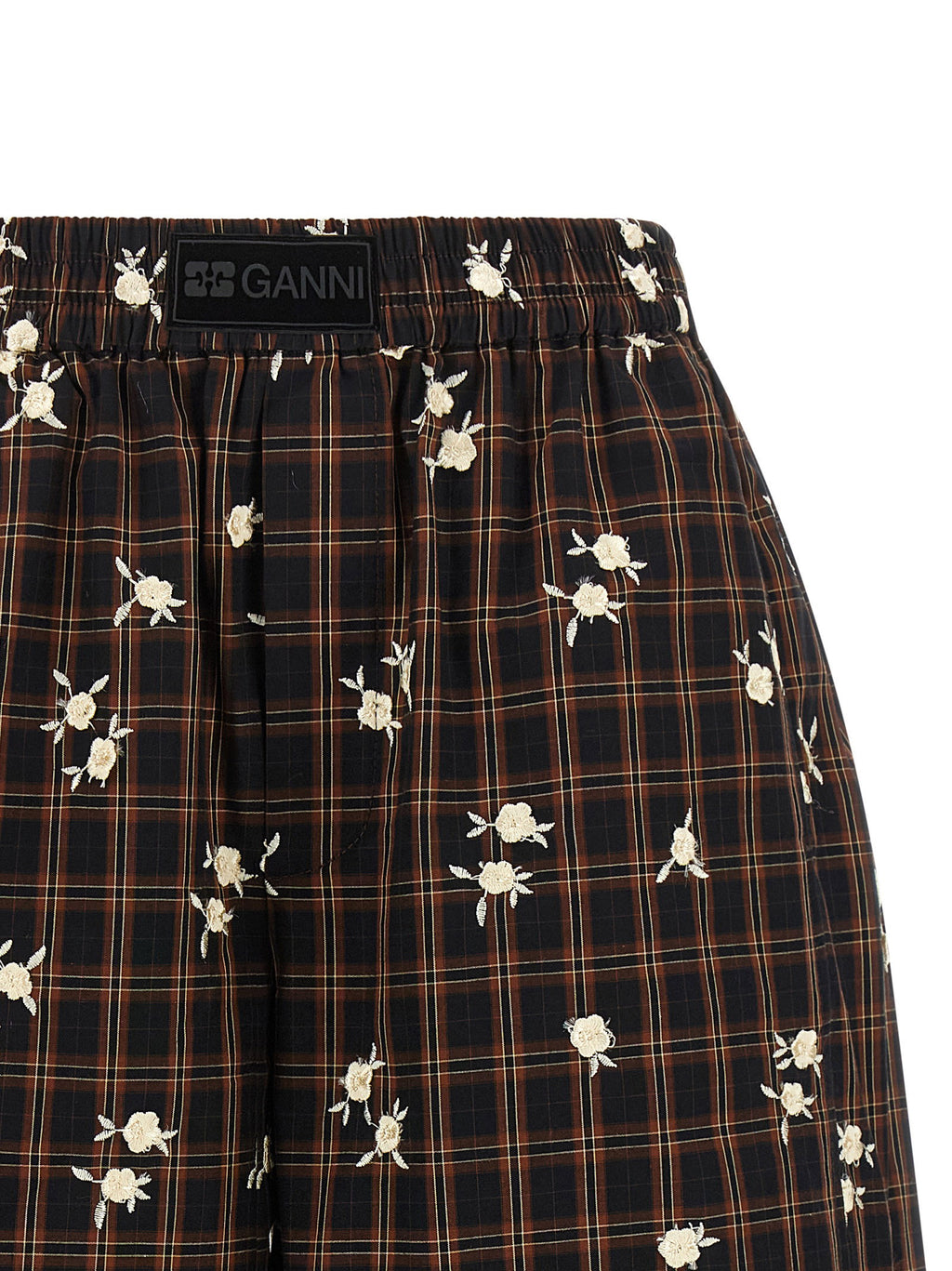 Ganni Check Flower Bermuda Shorts