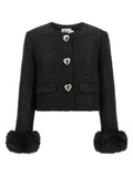 Self-Portrait Bouclé Fur Jacket