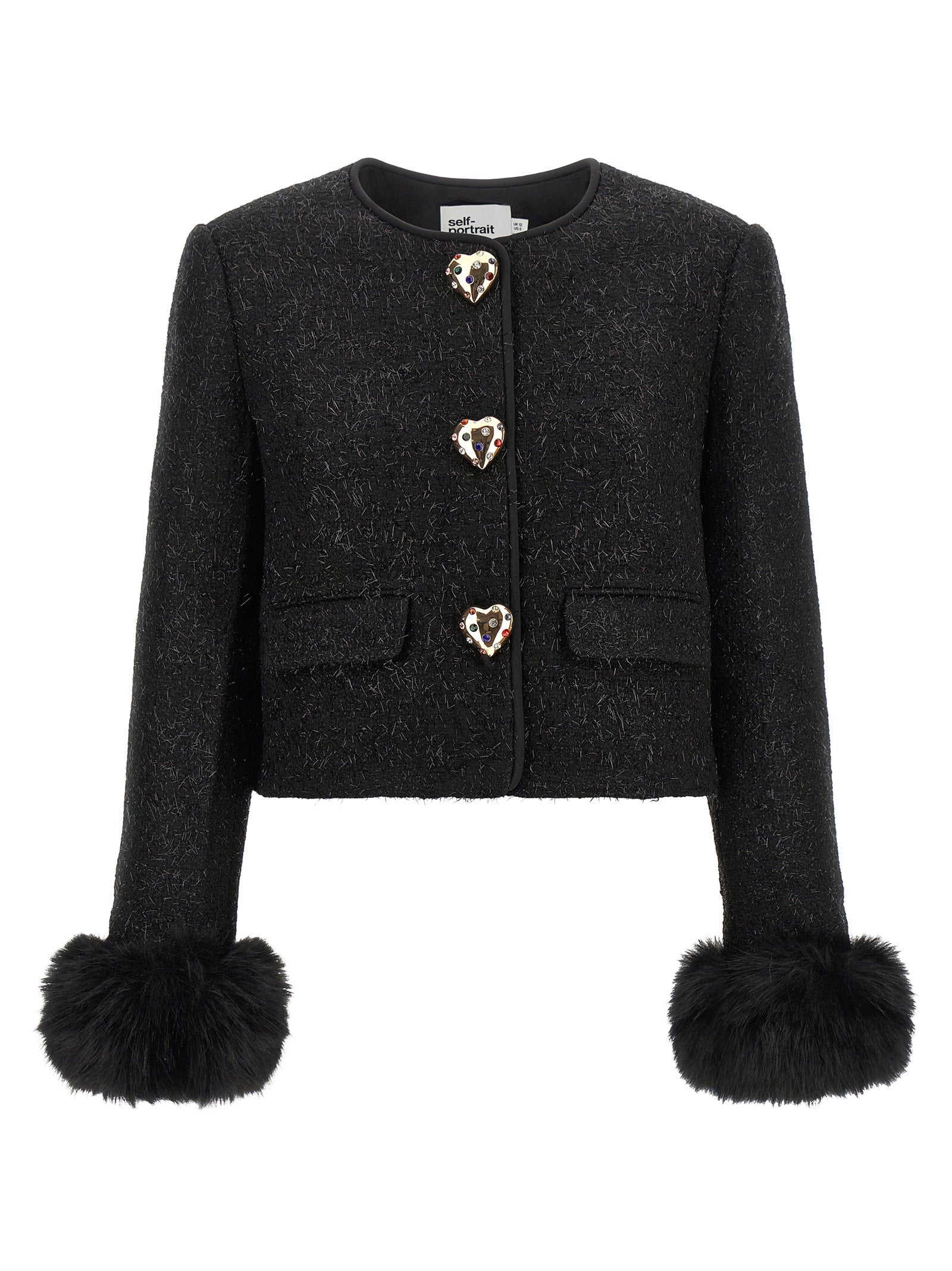 Self-Portrait Bouclé Fur Jacket