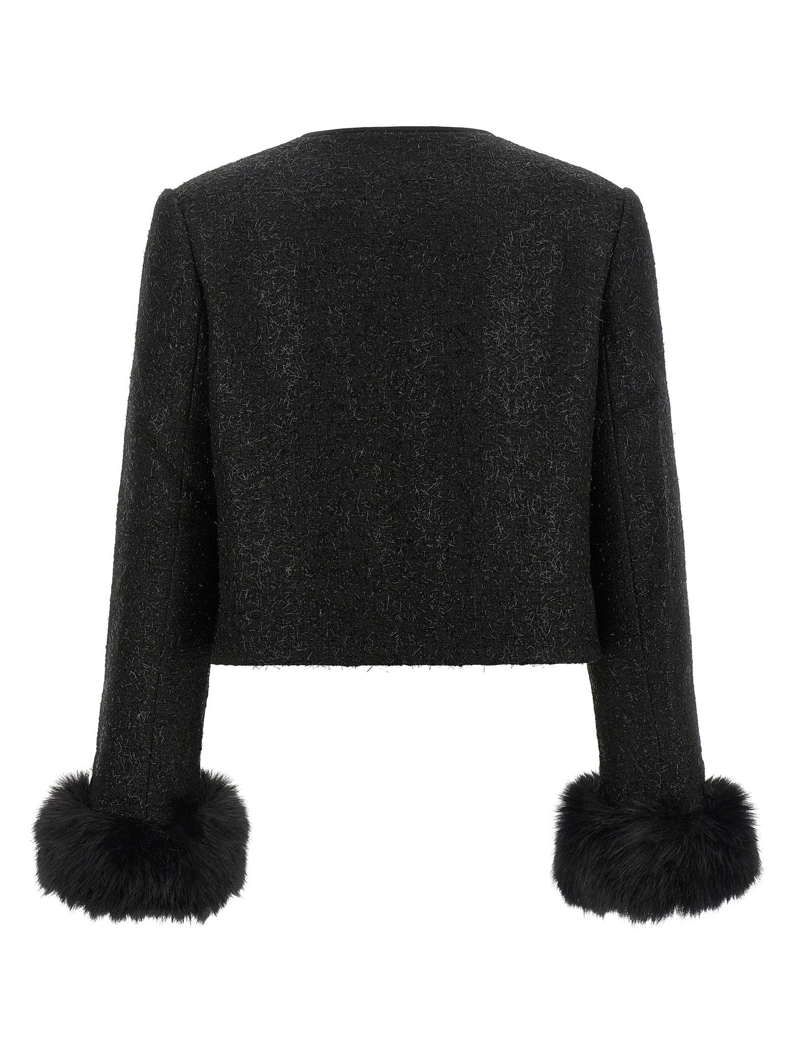 Self-Portrait Bouclé Fur Jacket