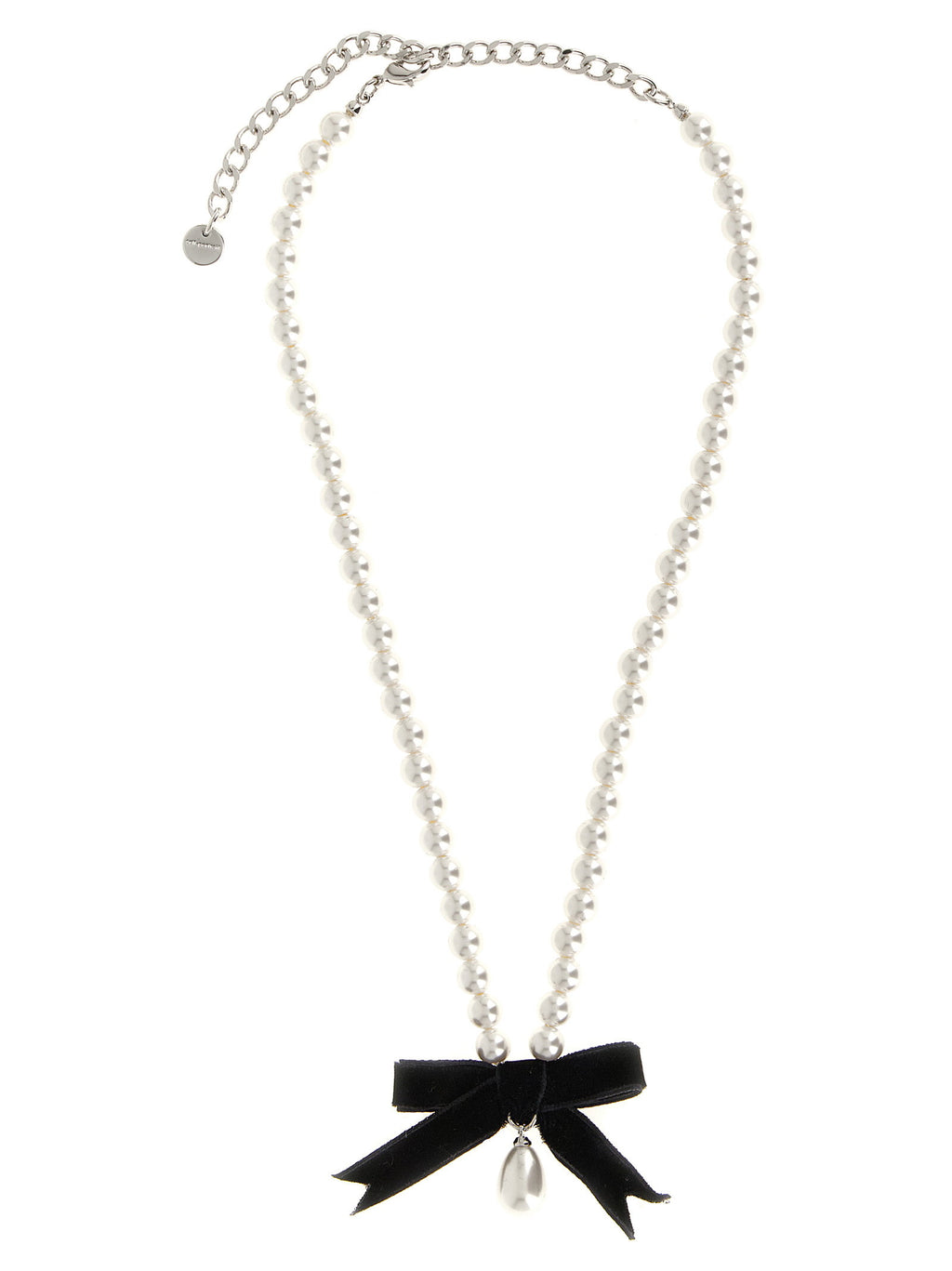 Self-Portrait Black Bow Pearl Necklace