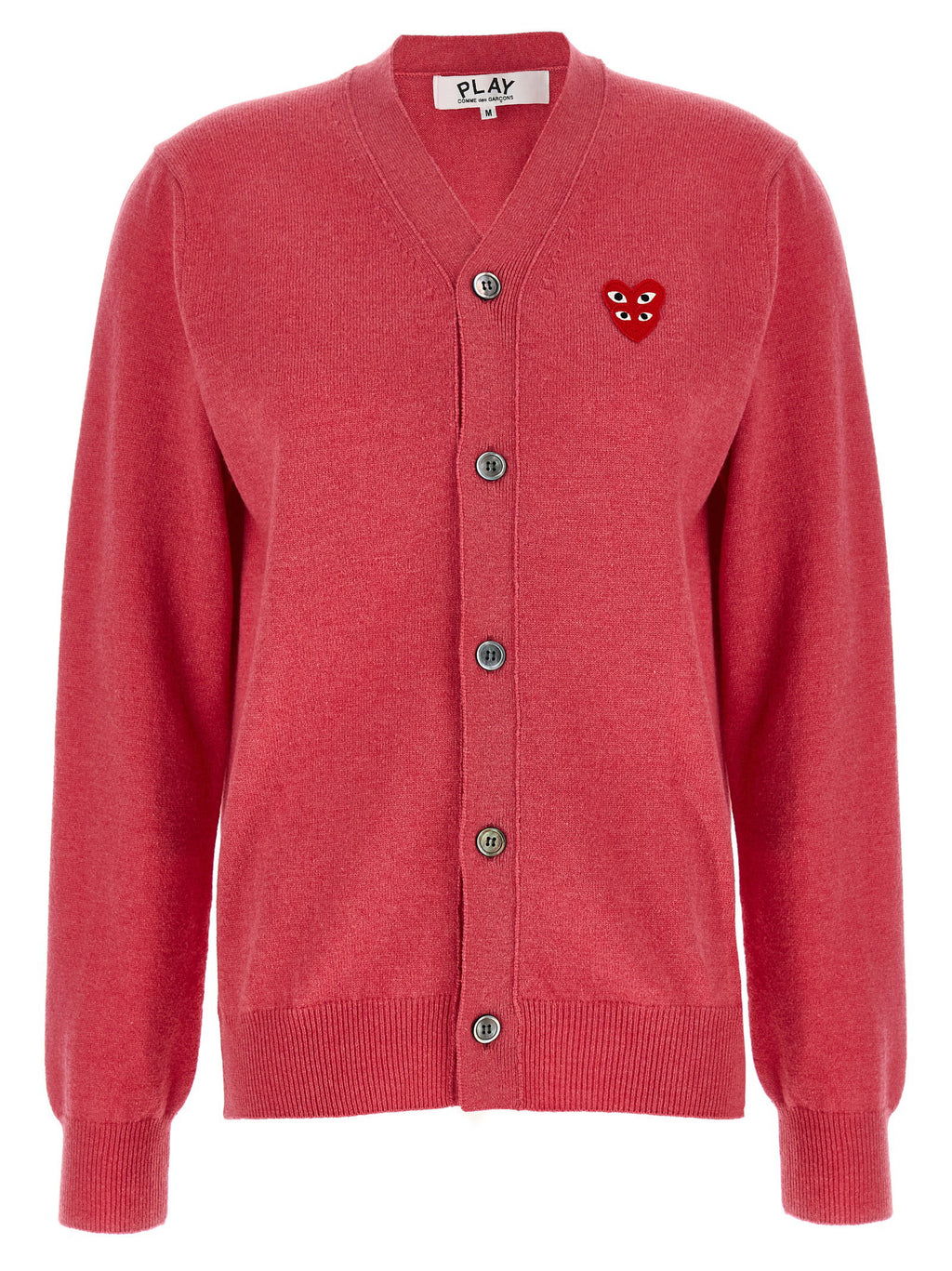 Comme Des Garçons Play Double Red Emblem Cardigan