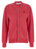 Comme Des Garçons Play Double Red Emblem Cardigan