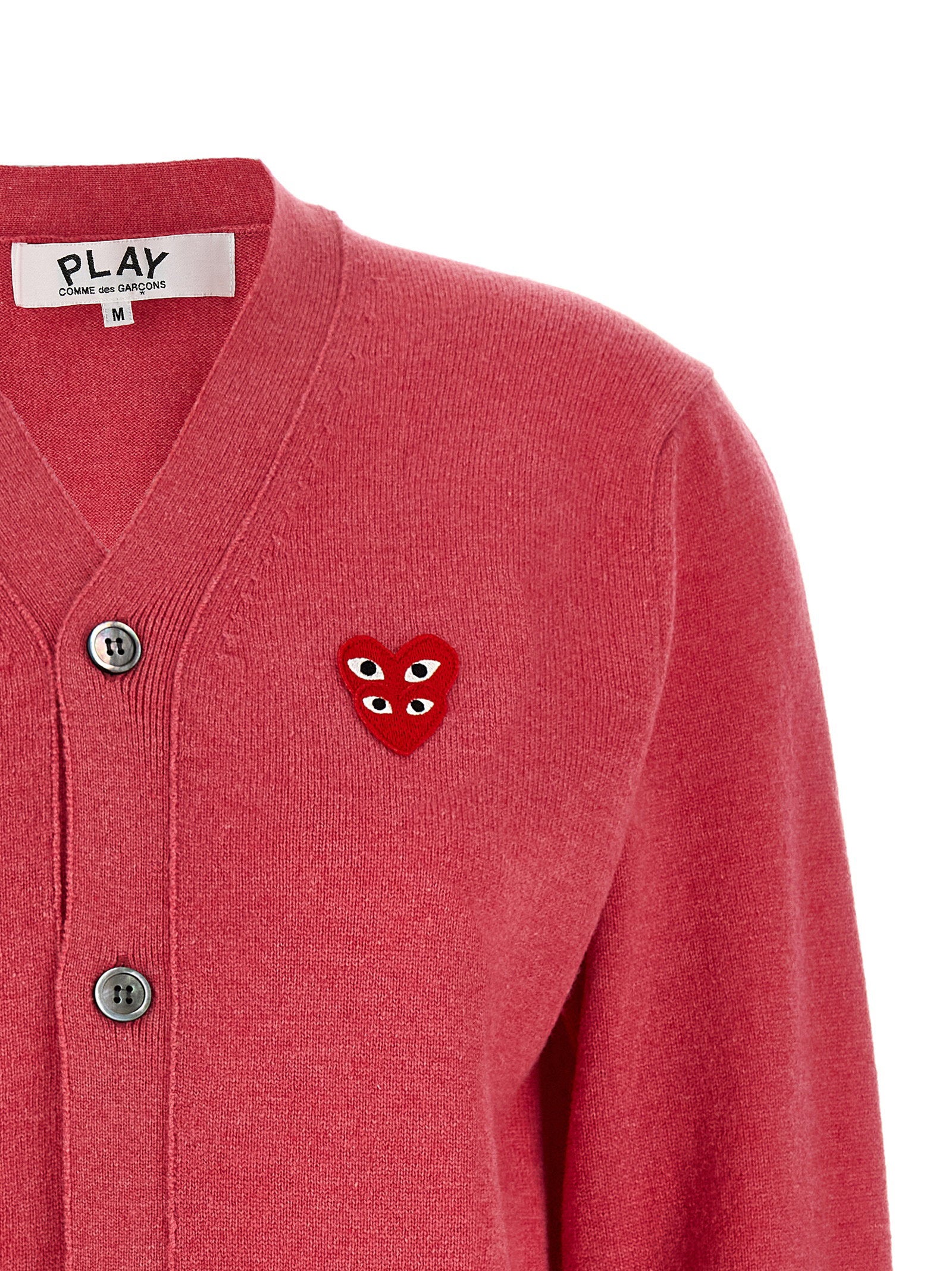 Comme Des Garçons Play Double Red Emblem Cardigan