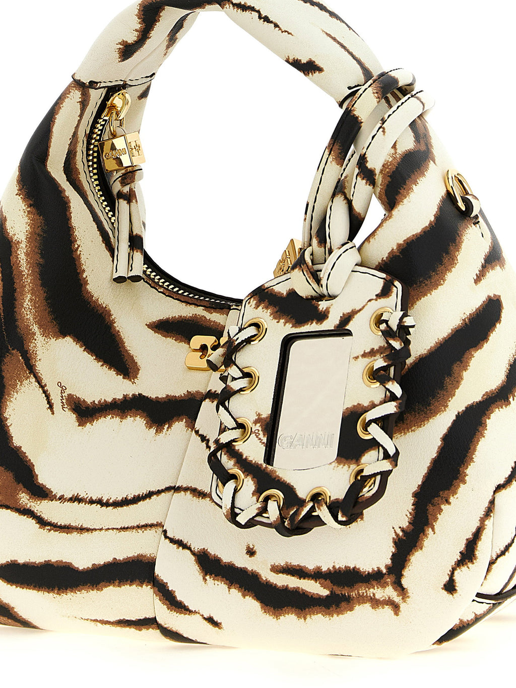 Ganni Mini Hobo Zebra Handbag