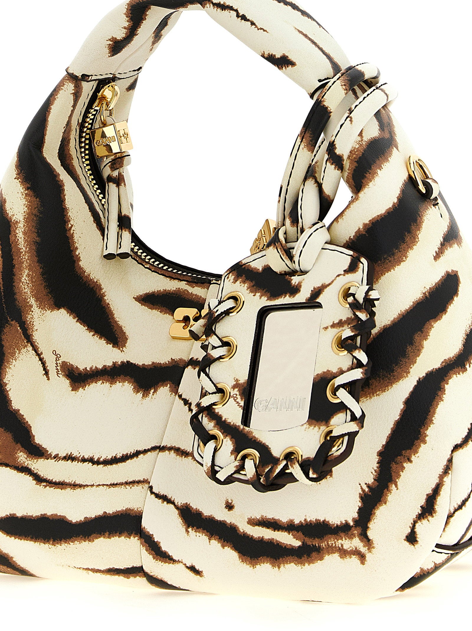 Ganni Mini Hobo Zebra Handbag