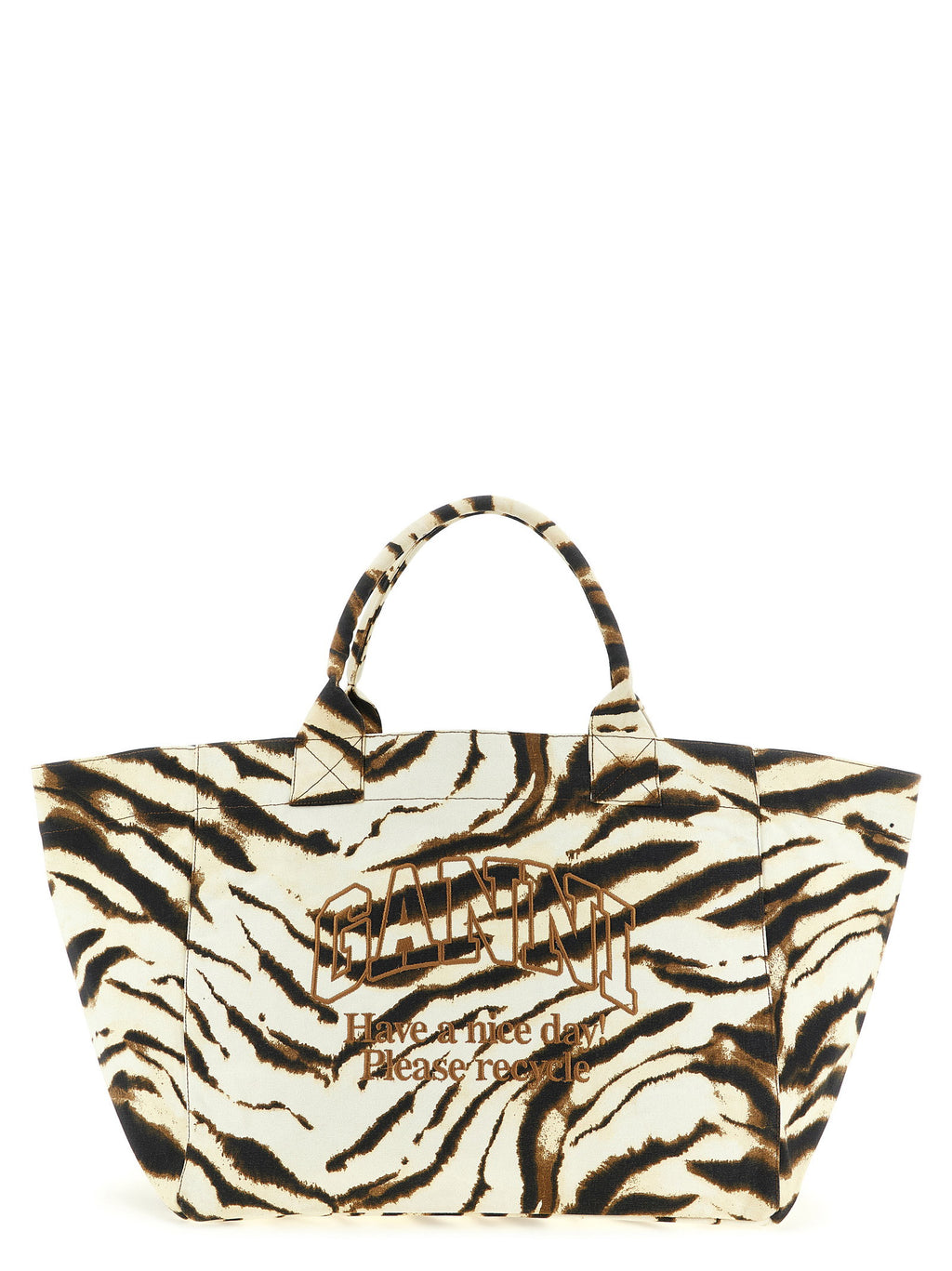 Ganni Xxl Zebra Shopping Bag