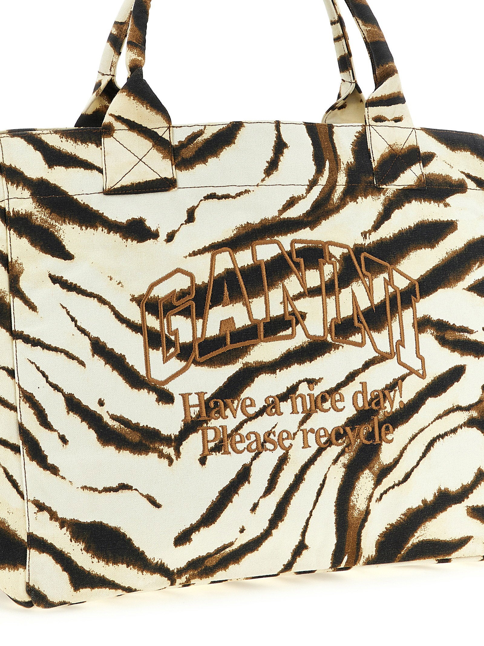 Ganni Xxl Zebra Shopping Bag