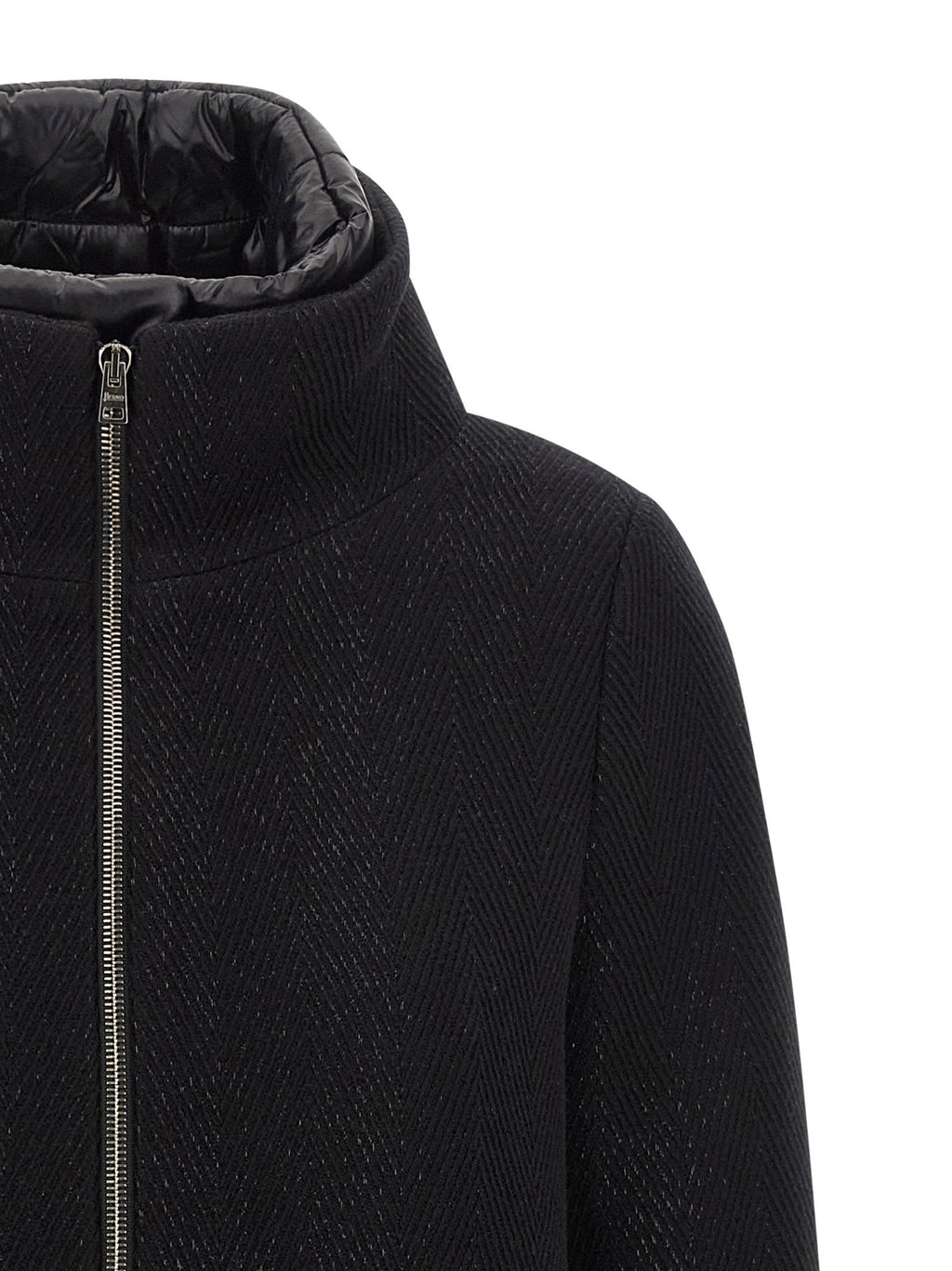 Herno Lamé Thread And Wool Coat