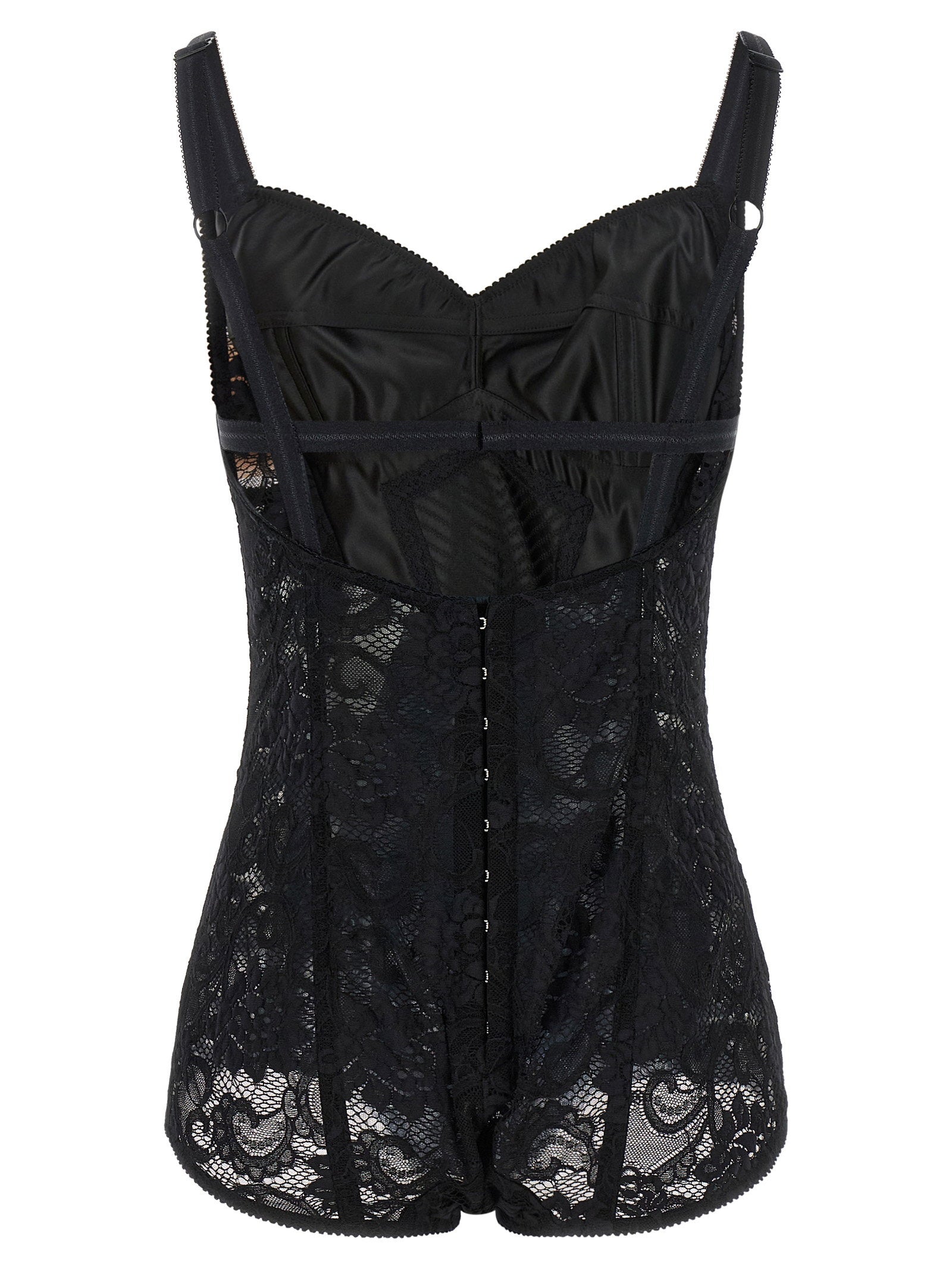 Dolce & Gabbana Satin And Lace Corsetry Bodysuit