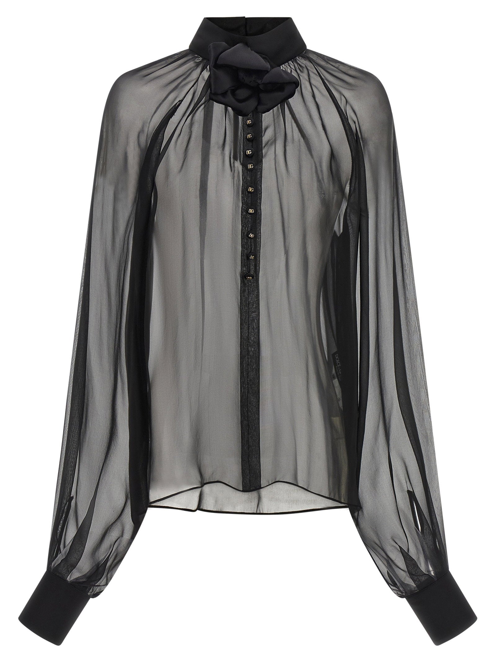 Dolce & Gabbana Chiffon Blouse With Flower