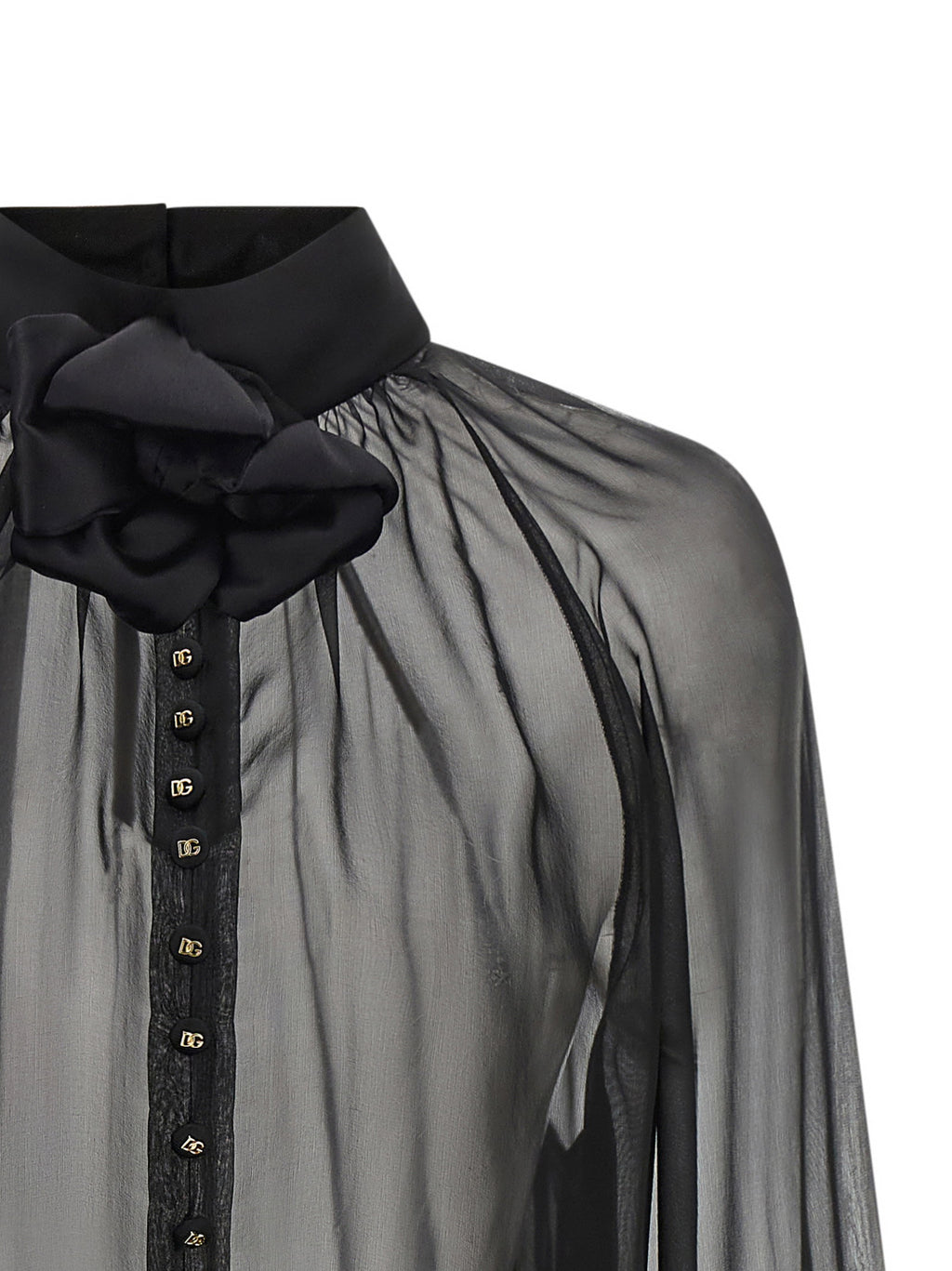 Dolce & Gabbana Chiffon Blouse With Flower