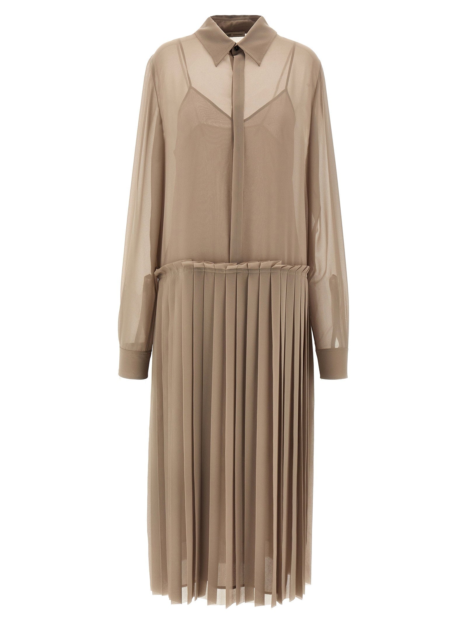Ami Paris Pleated Midi Dress