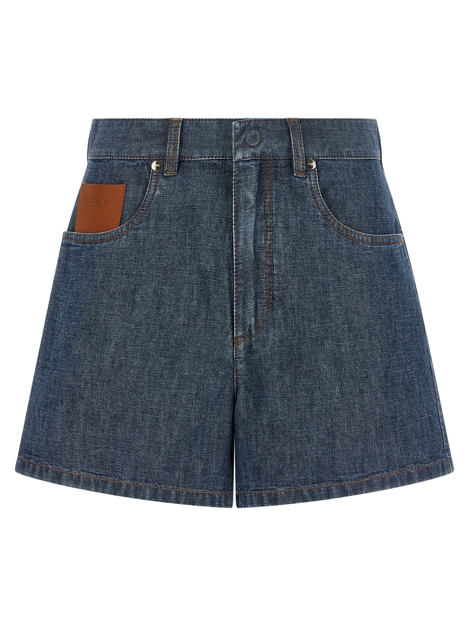 Fendi Chambray Denim Shorts