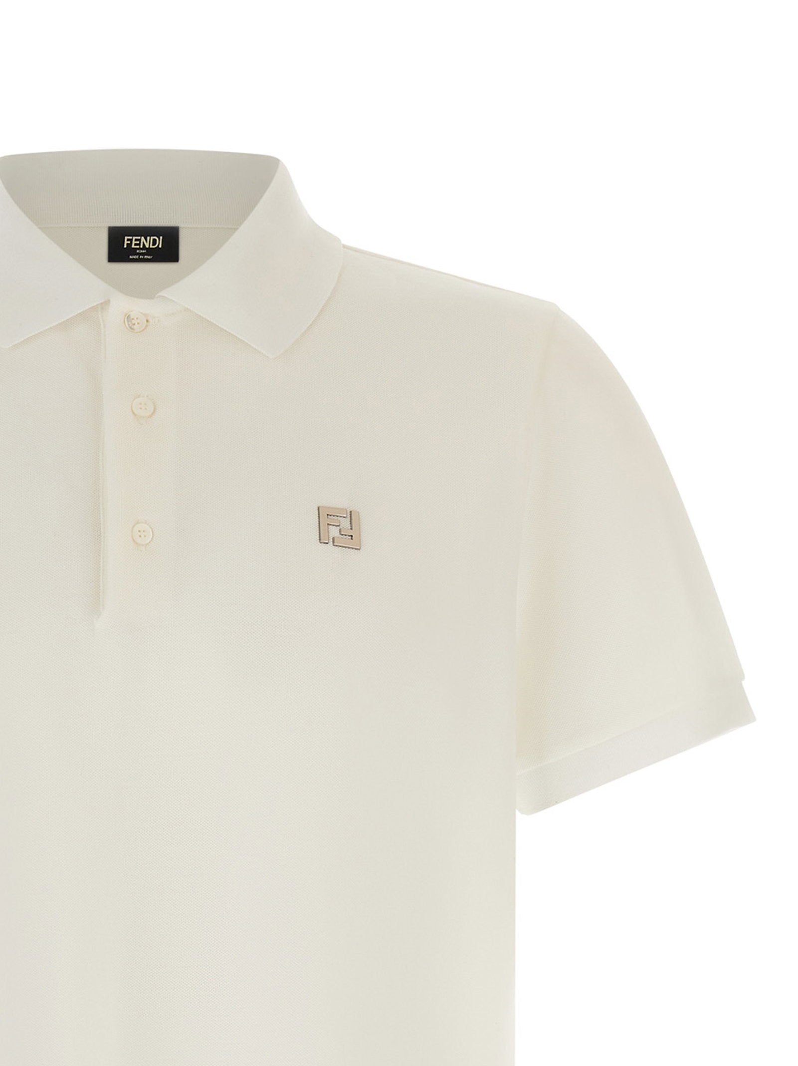 Fendi Ff Metallic Logo Polo Shirt