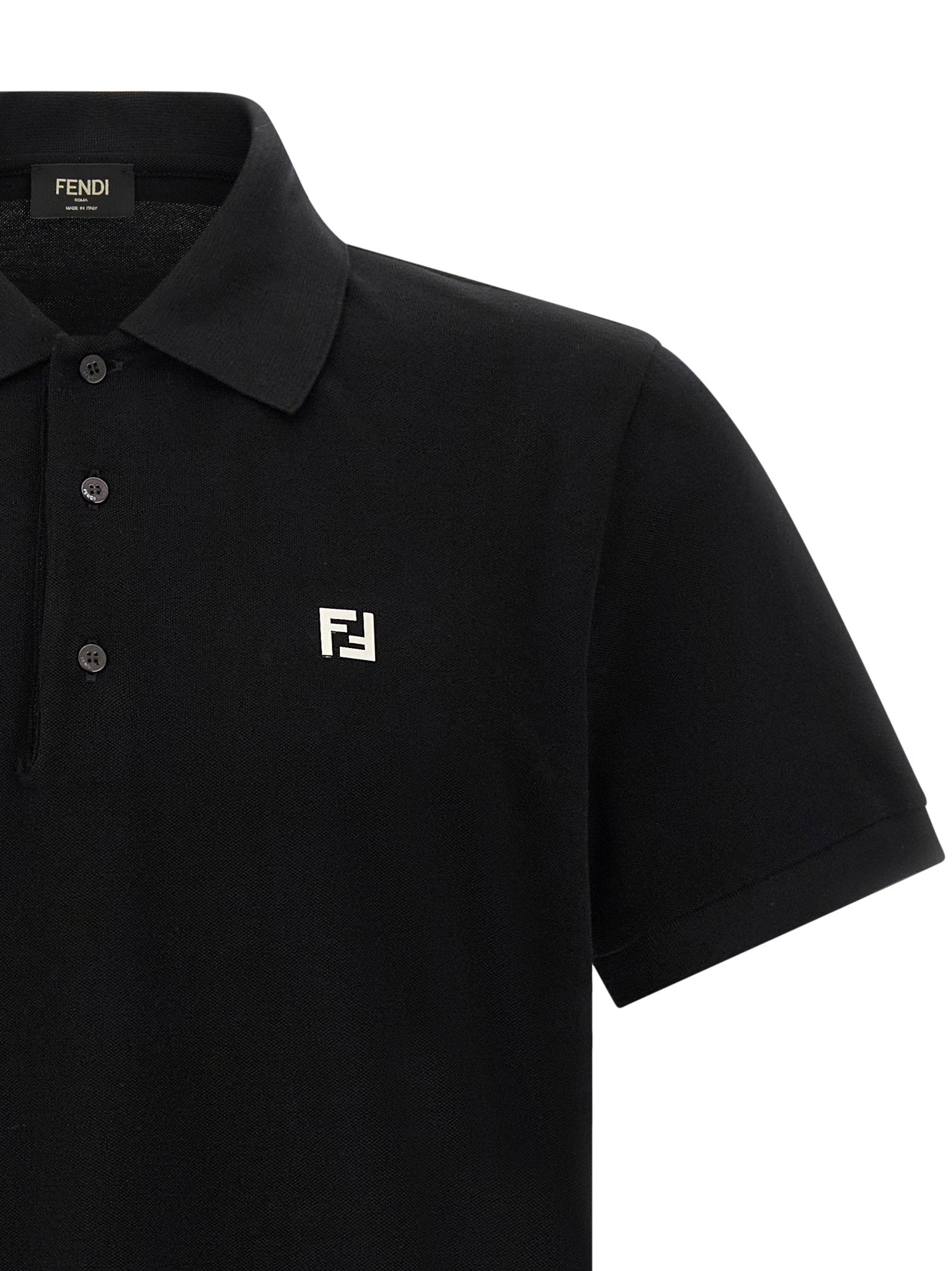 Fendi Ff Metallic Logo Polo Shirt