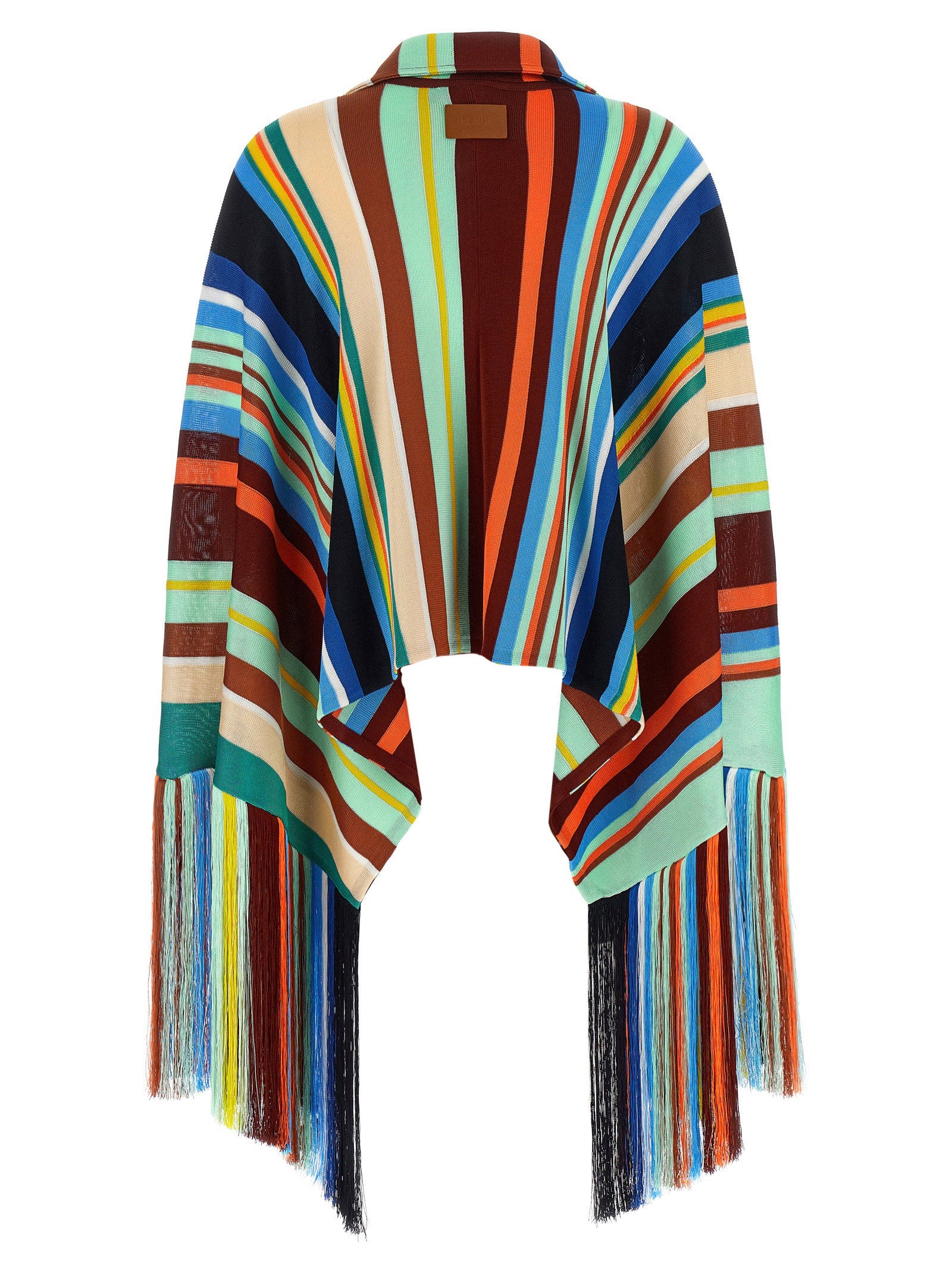 Fendi Striped Poncho With Fringes