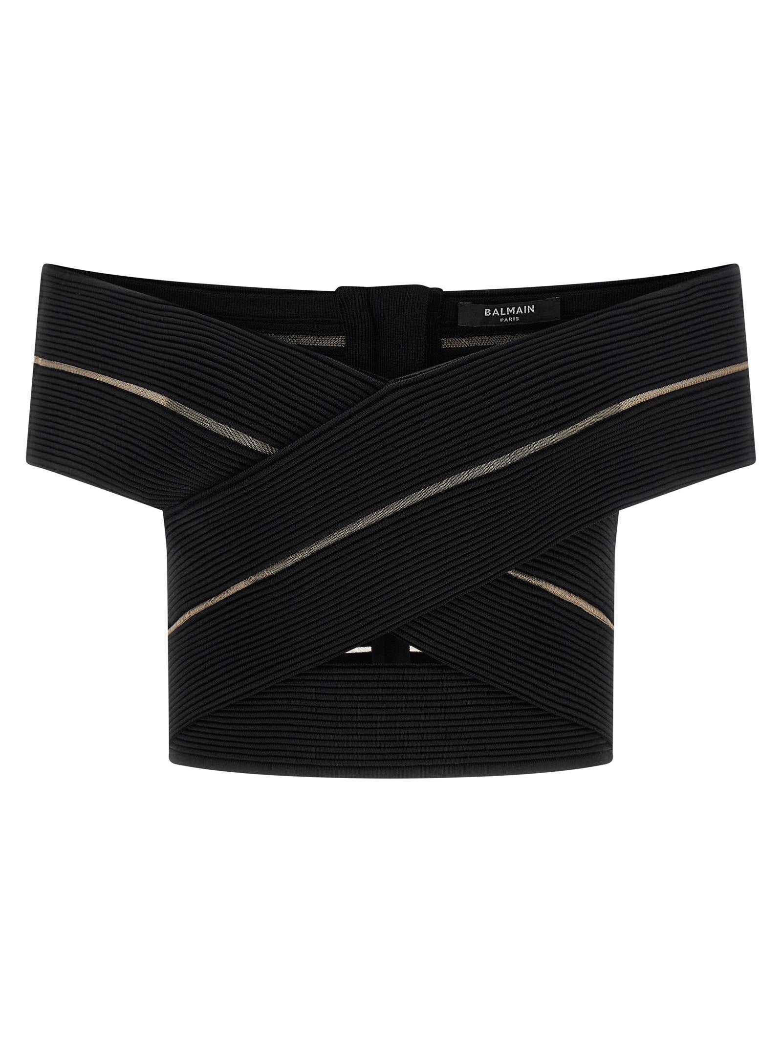 Balmain Off-the-shoulder Crop Top