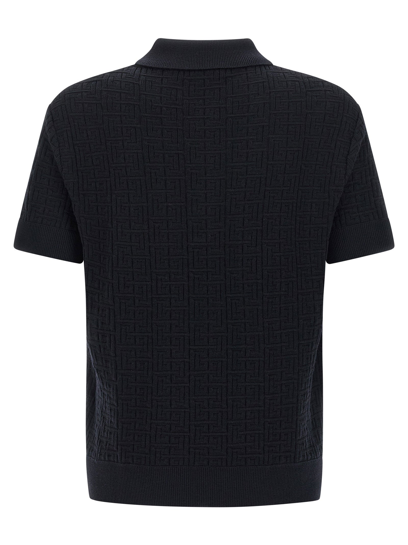 Balmain Monogram Knit Polo Shirt