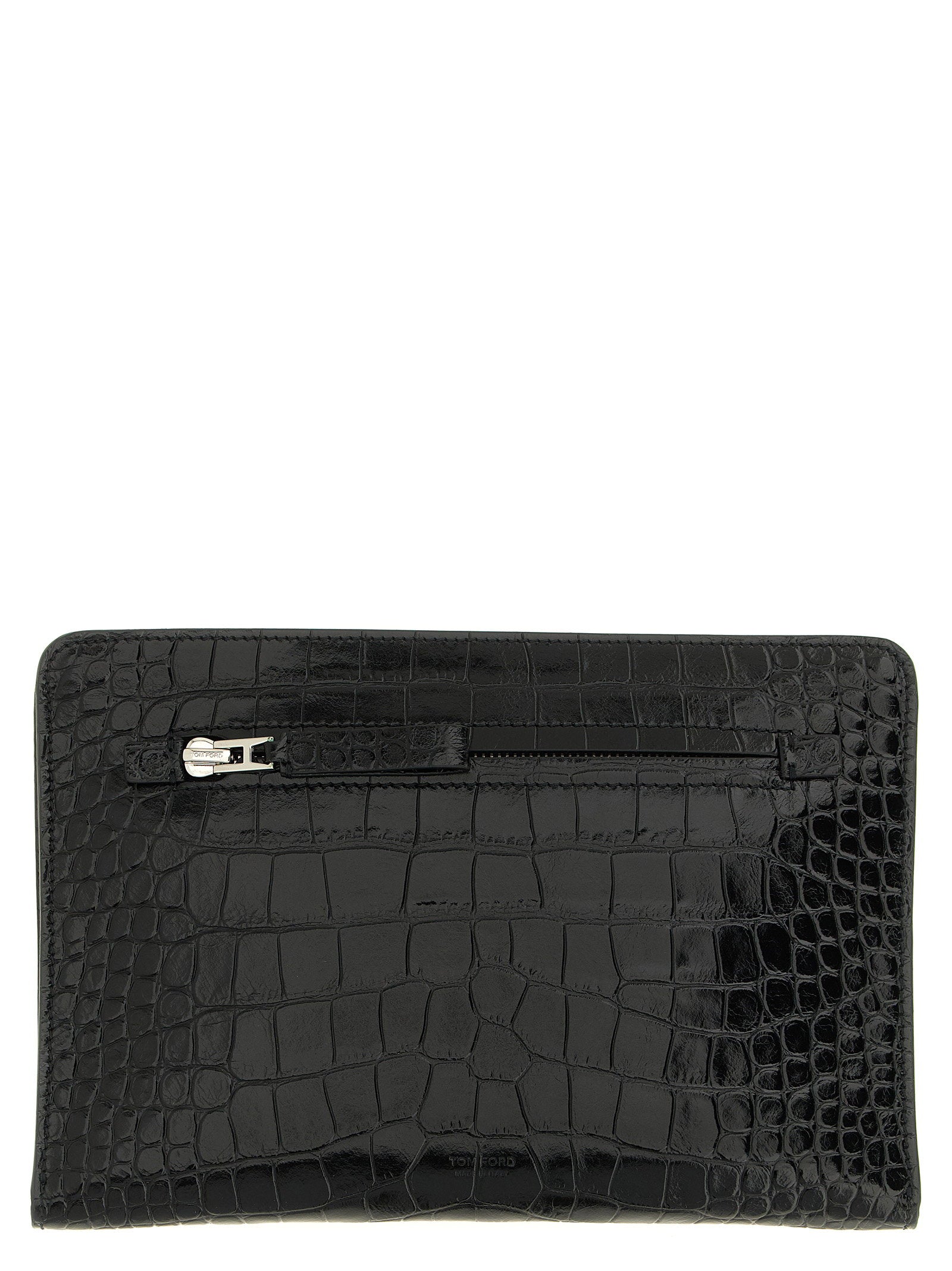Tom Ford Croc Print Leather Clutch Bag