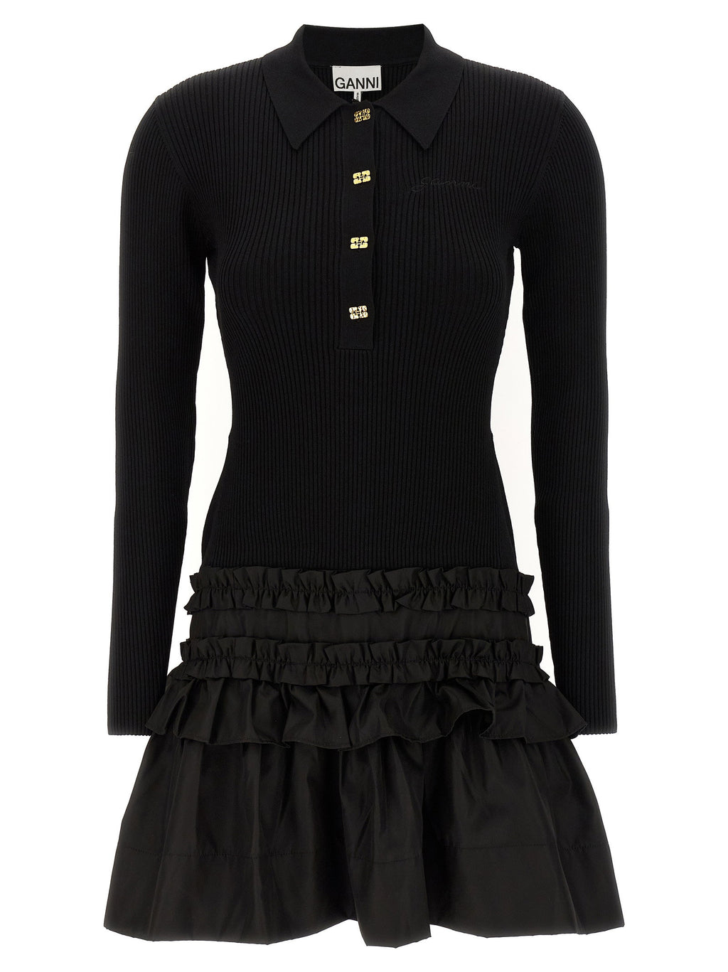 Ganni Melange Rib Knit Mini Dress