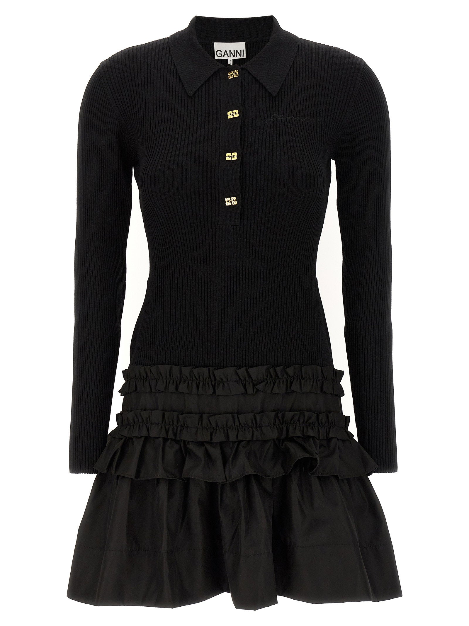Ganni Melange Rib Knit Mini Dress