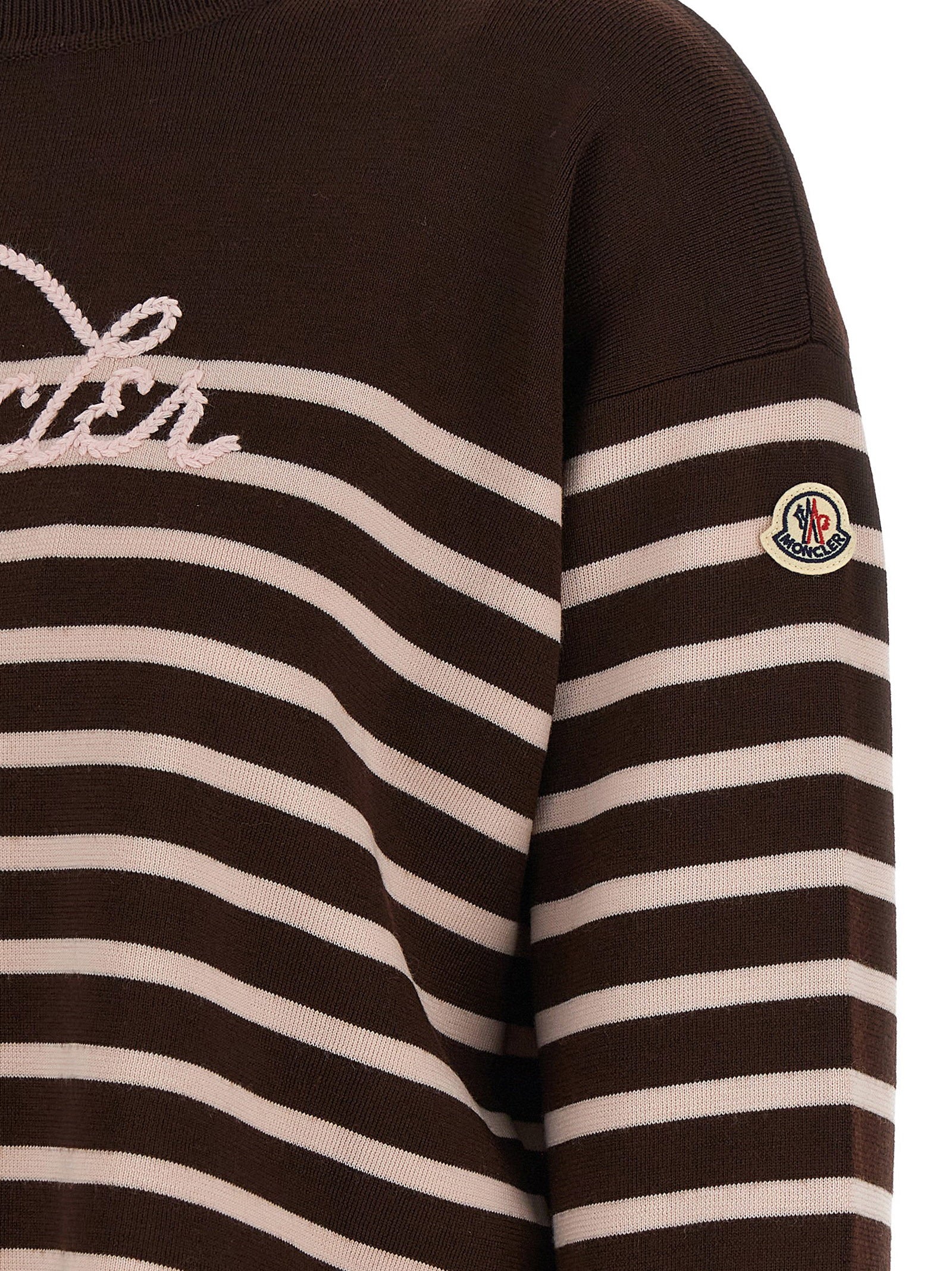 Moncler Striped Sweater With Embroidery
