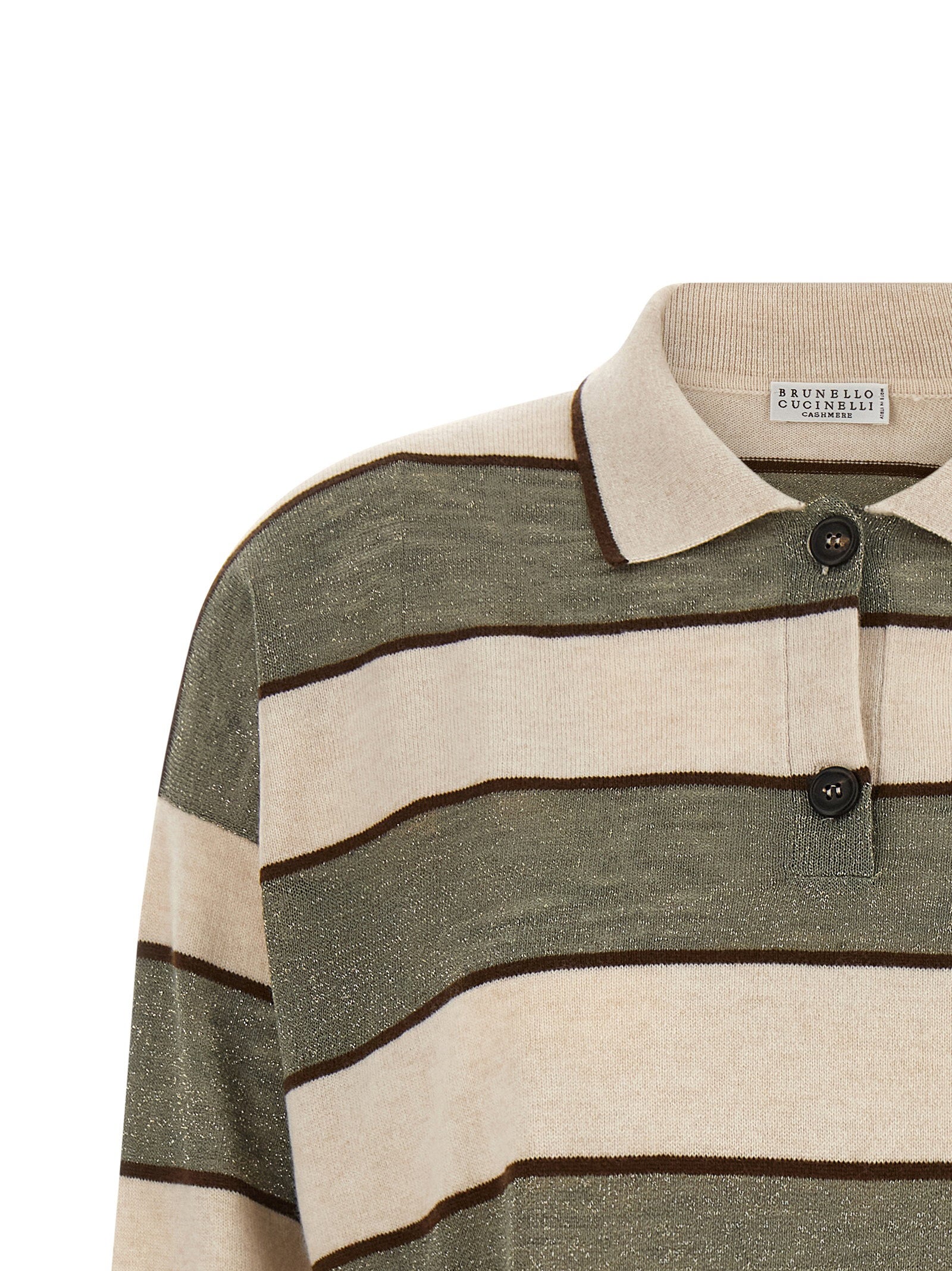 Brunello Cucinelli Sparkling Stripes Polo Shirt