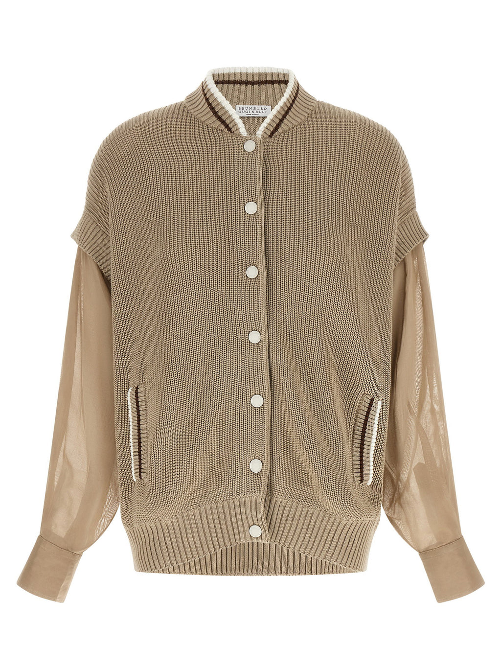 Brunello Cucinelli Organza Sleeve Cardigan