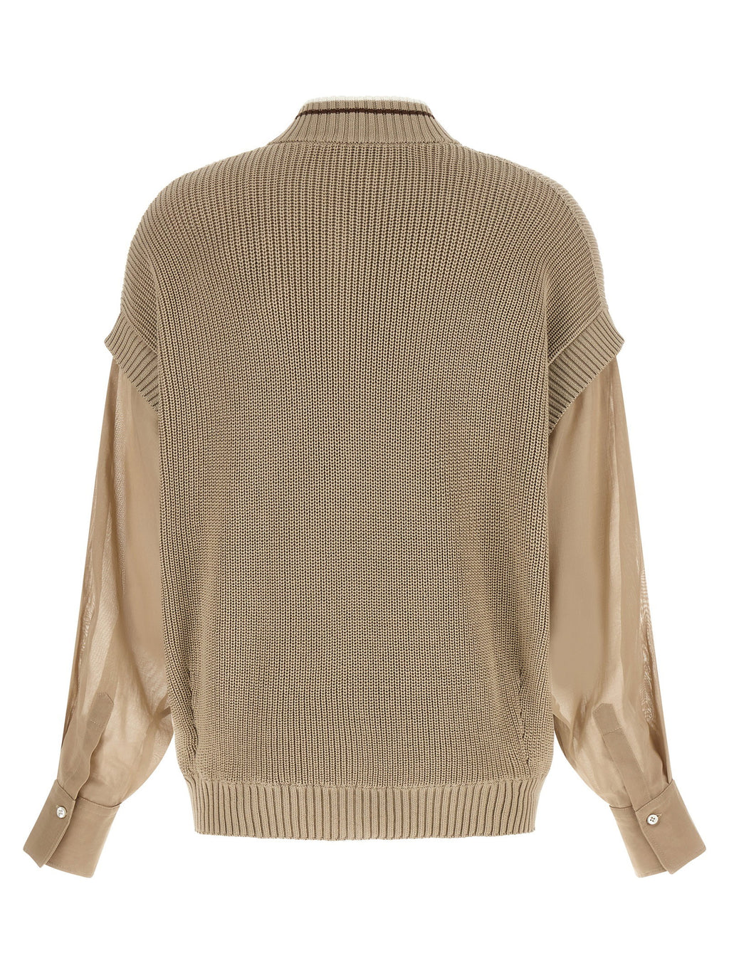 Brunello Cucinelli Organza Sleeve Cardigan
