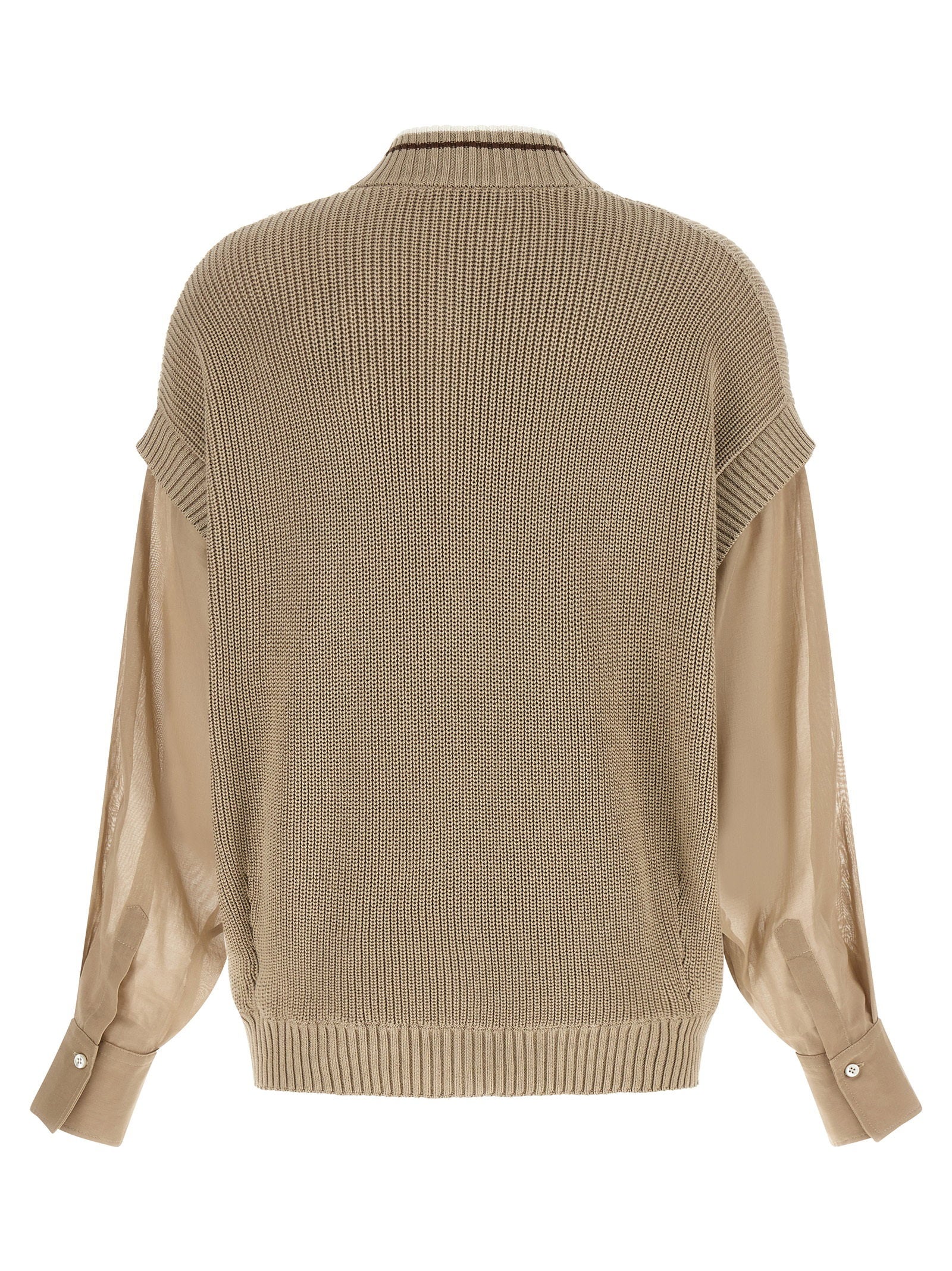 Brunello Cucinelli Organza Sleeve Cardigan