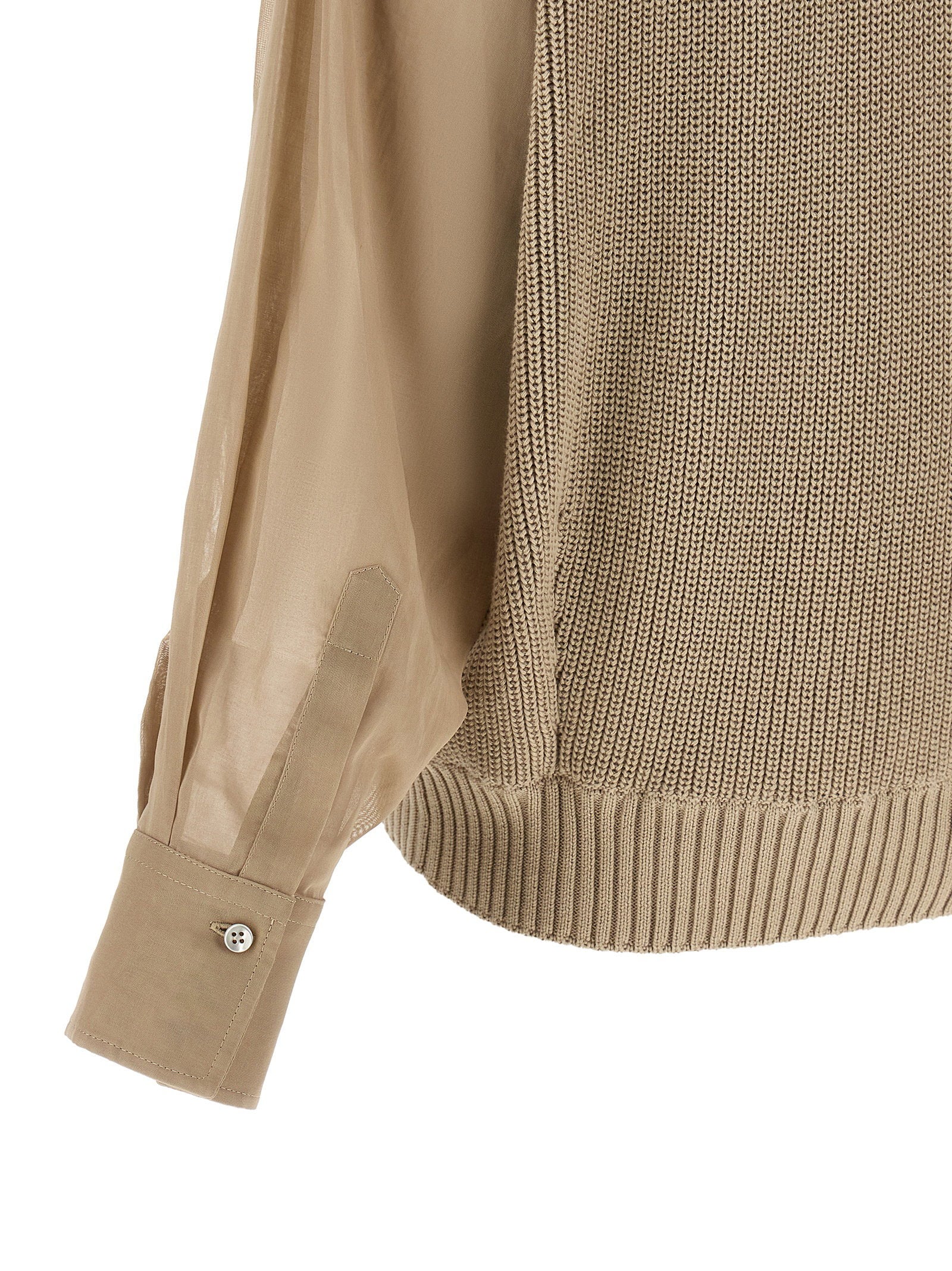 Brunello Cucinelli Organza Sleeve Cardigan